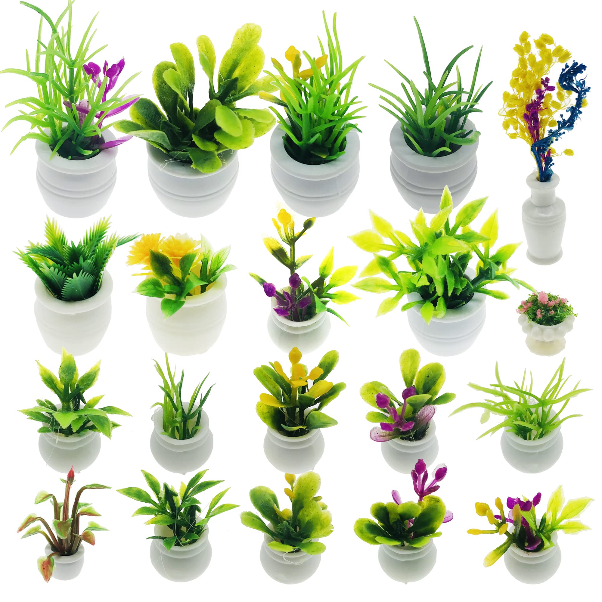 20 PCS Miniature Potted Plants Set - Artificial Succulents & Flowerpots for Dollhouse Garden Decor, DIY Mini Fairy Garden, Terrarium, and Home Decoration