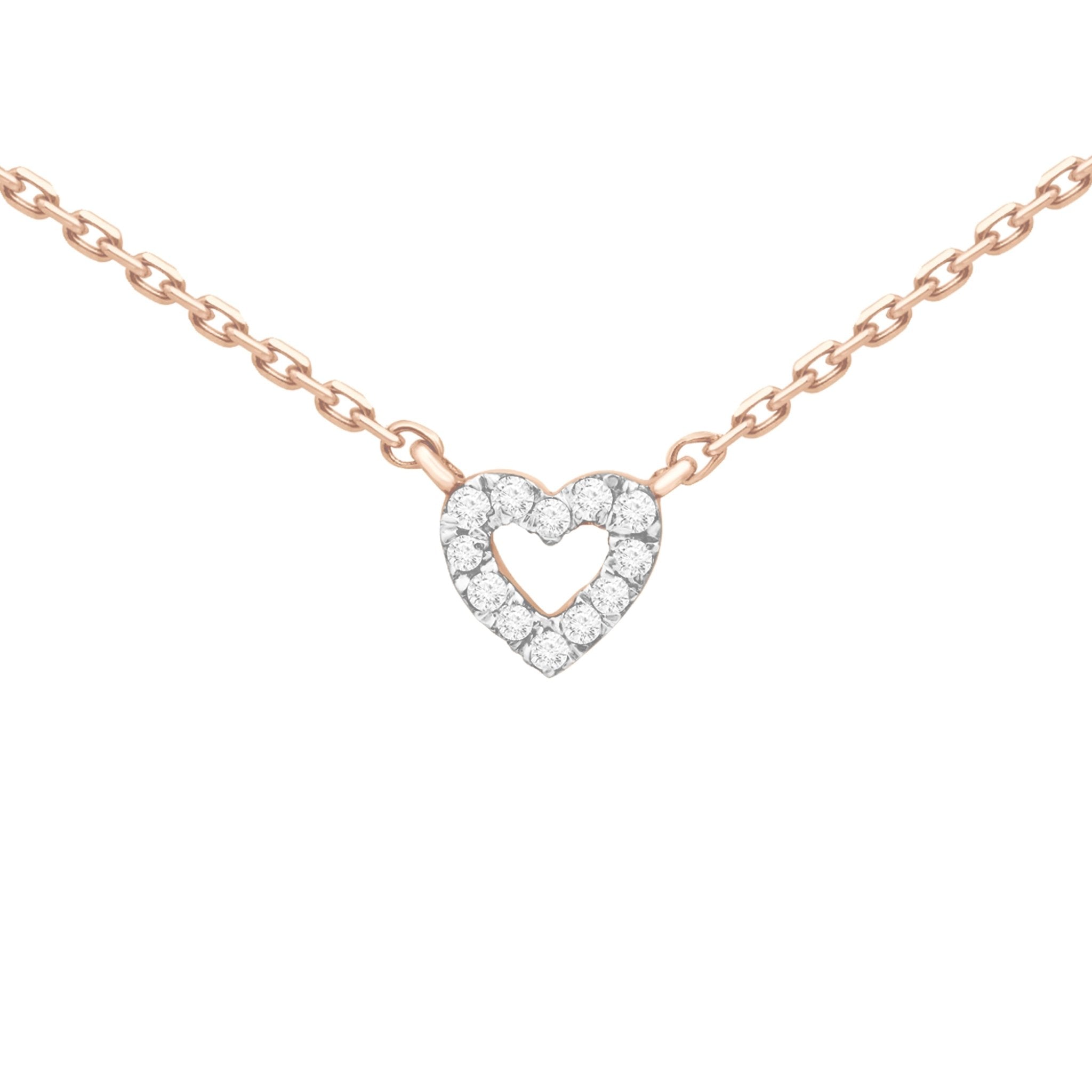 14k Rose Gold Diamond Heart Pendant Necklace for Women - Elegant Jewelry Gift for Valentine's Day, Anniversary & Special Occasions