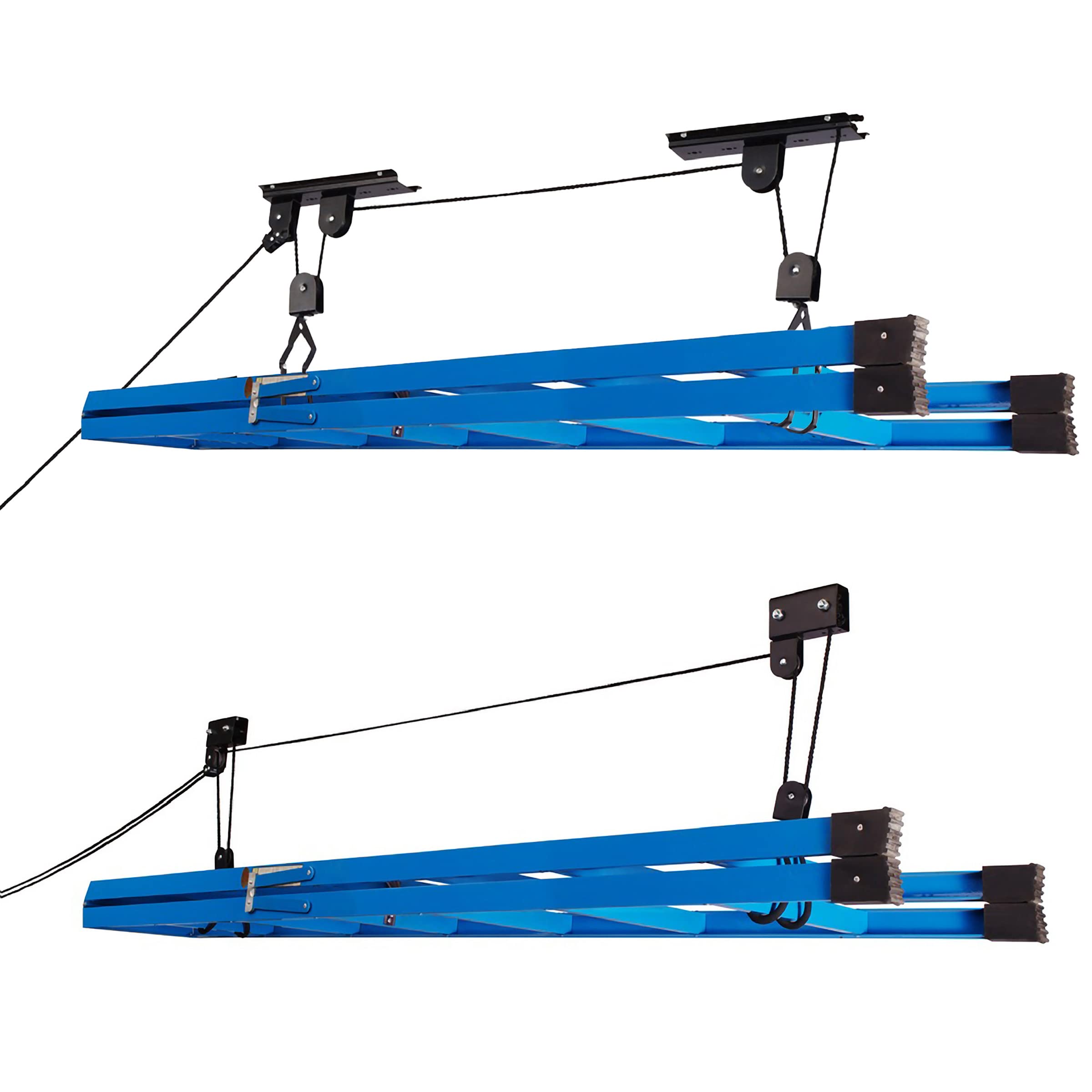 RAD Cycle Garage Hoist Set of 2 - Kayak Pulley & Bike/Ladder Hanger - Heavy Duty Overhead Storage System for Kayaks, Bikes, Ladders (Up to 12-Foot Ceilings) - Perfect for Garage Organization & Space Saving