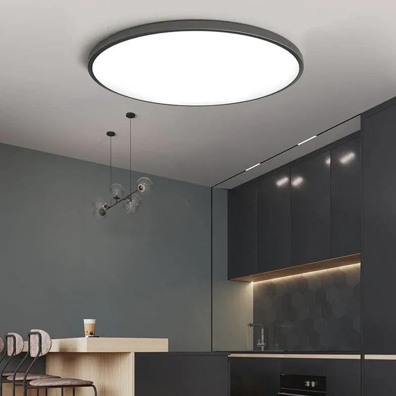 Slim Round Bathroom Flush Mount Ceiling Light Fixture - Modern Waterproof LED Lighting for Bathroom, Toilet, Powder Room & Vanity Area