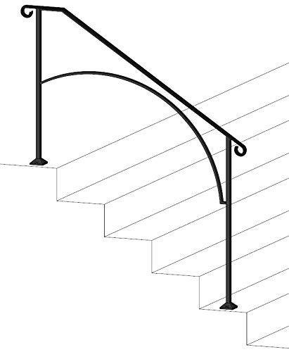 Iron X Handrail Arch #4 for Wood or Composite Steps - Durable Outdoor Stair Railing for Decks, Porches, and Patios