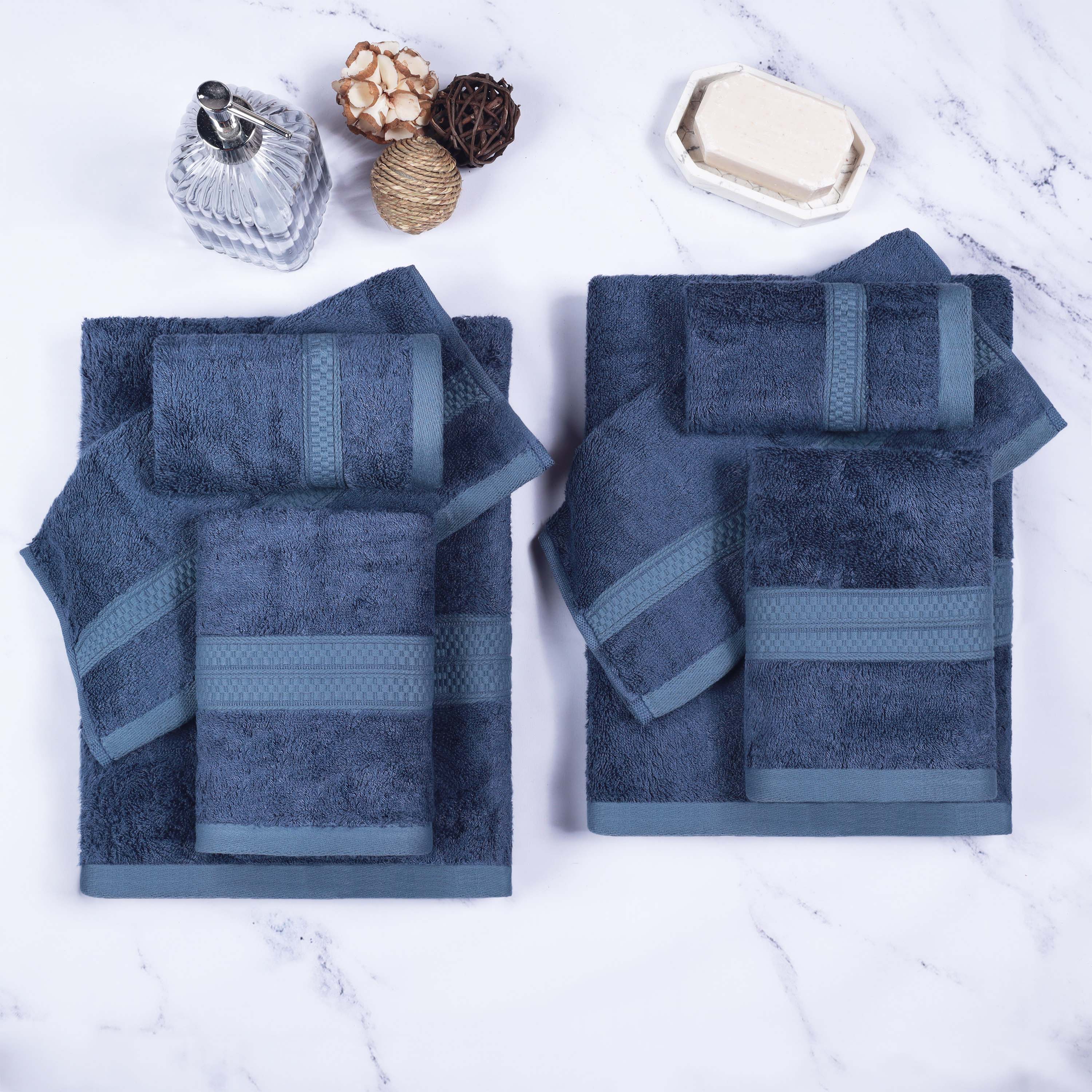 Ultra Soft Rayon Bamboo Cotton Blend 8-Piece Towel Set | Luxury Bath & Beach Towels for Spa, Pool & Home Use