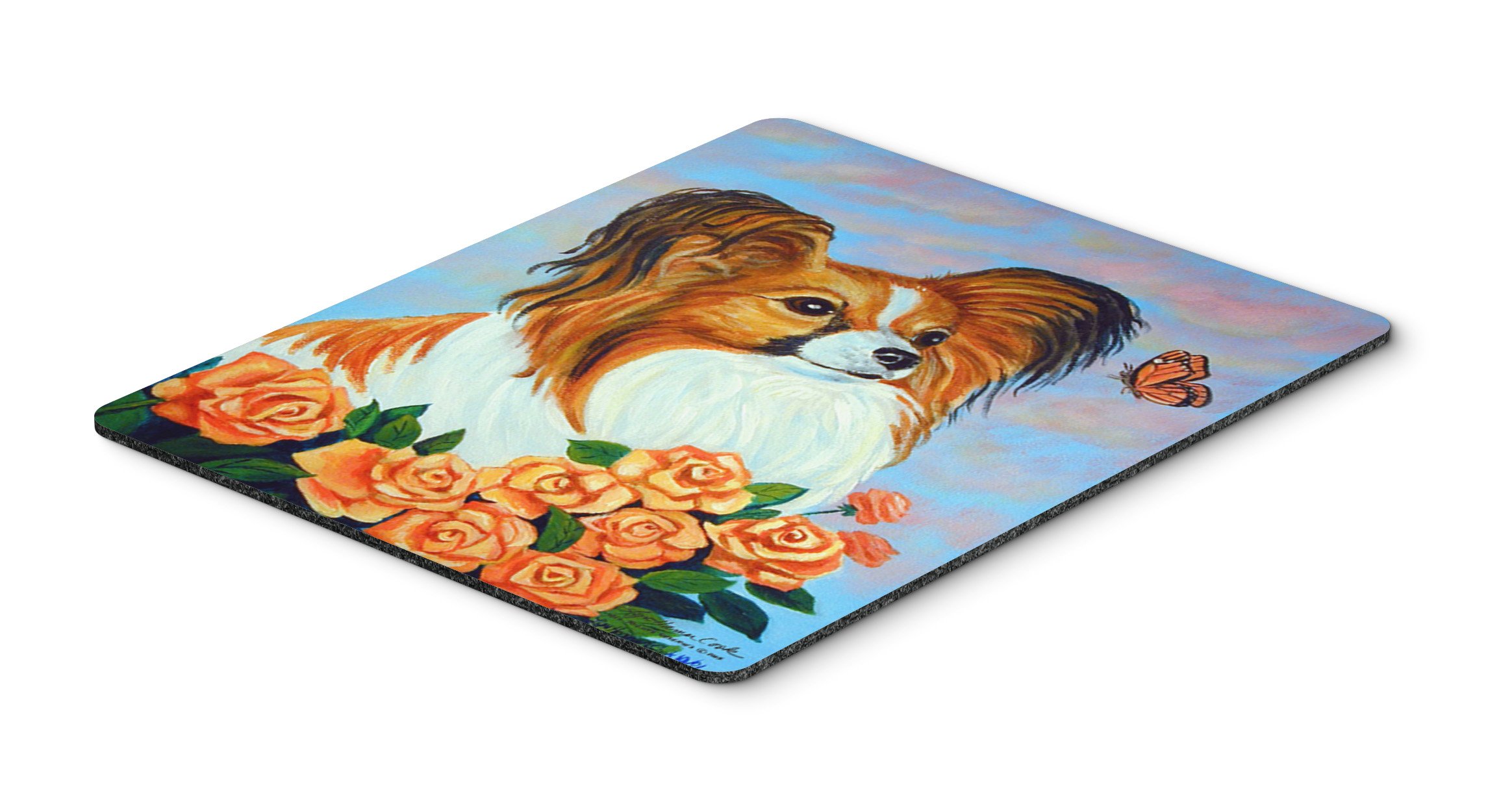 Caroline's Treasures 7246MP Papillon Mouse Pad - Large Washable Non-Slip Desk Mat for Home Office, Gaming & Computer Work | Heat-Resistant Hot Pad & Trivet for Kitchen Use | Perfect Gift for Butterfly Lovers