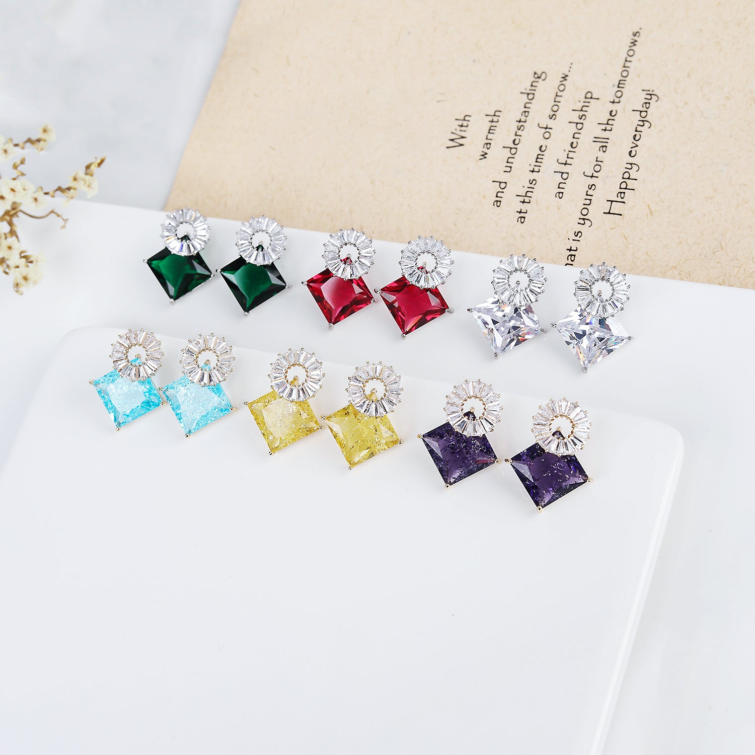 Sparkling Diamond-Cut Cubic Zirconia Stud Earrings for Women - Elegant Wedding, Anniversary & Party Jewelry Gift - Perfect for Bridal, Prom & Special Occasions