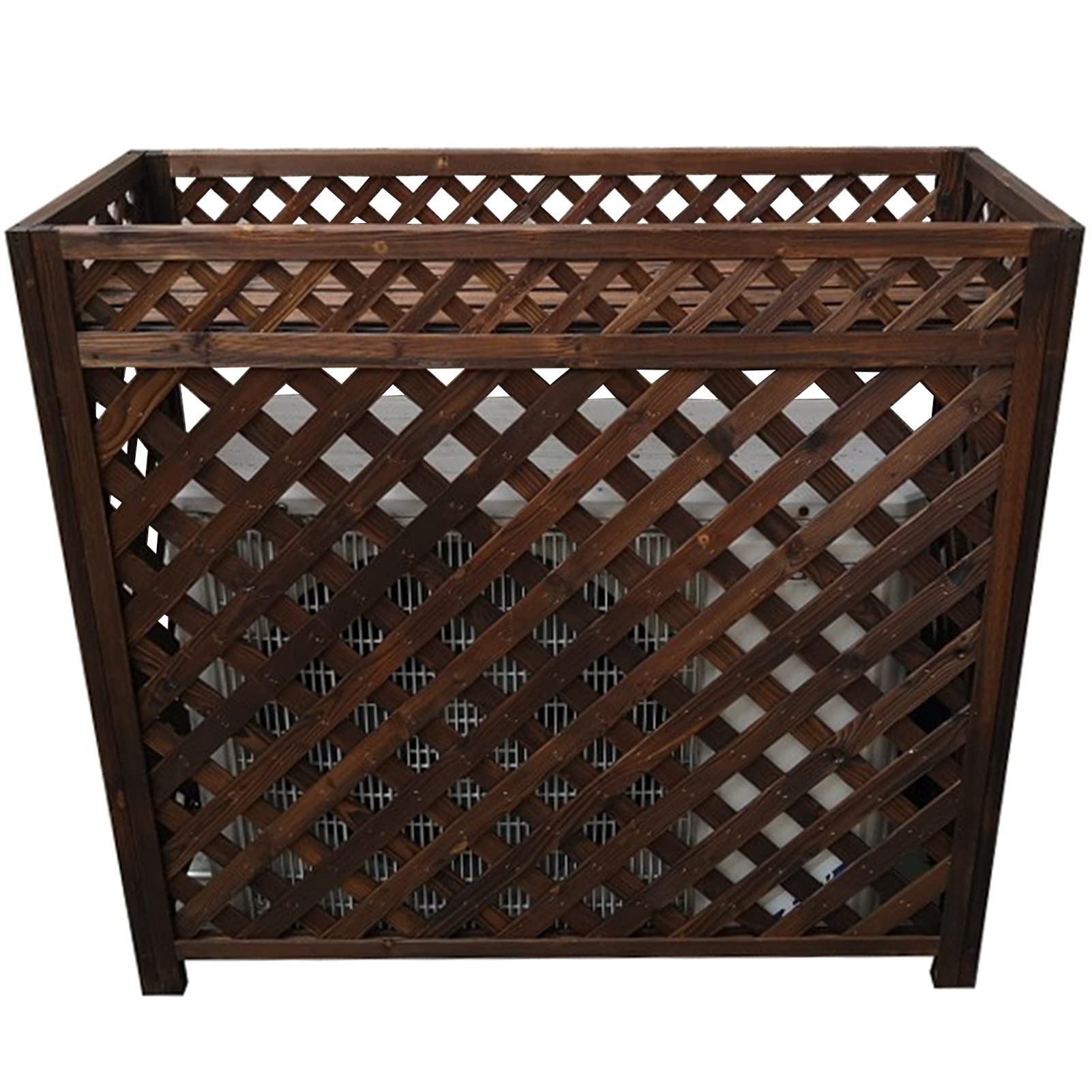 Wooden Air Conditioner Privacy Screen & Plant Stand - Outdoor AC Fence Cover for Garden, Patio, Deck, Balcony | Decorative Storage Shelf for Plants & Essentials | Perfect for Small Spaces & Urban Gardening
