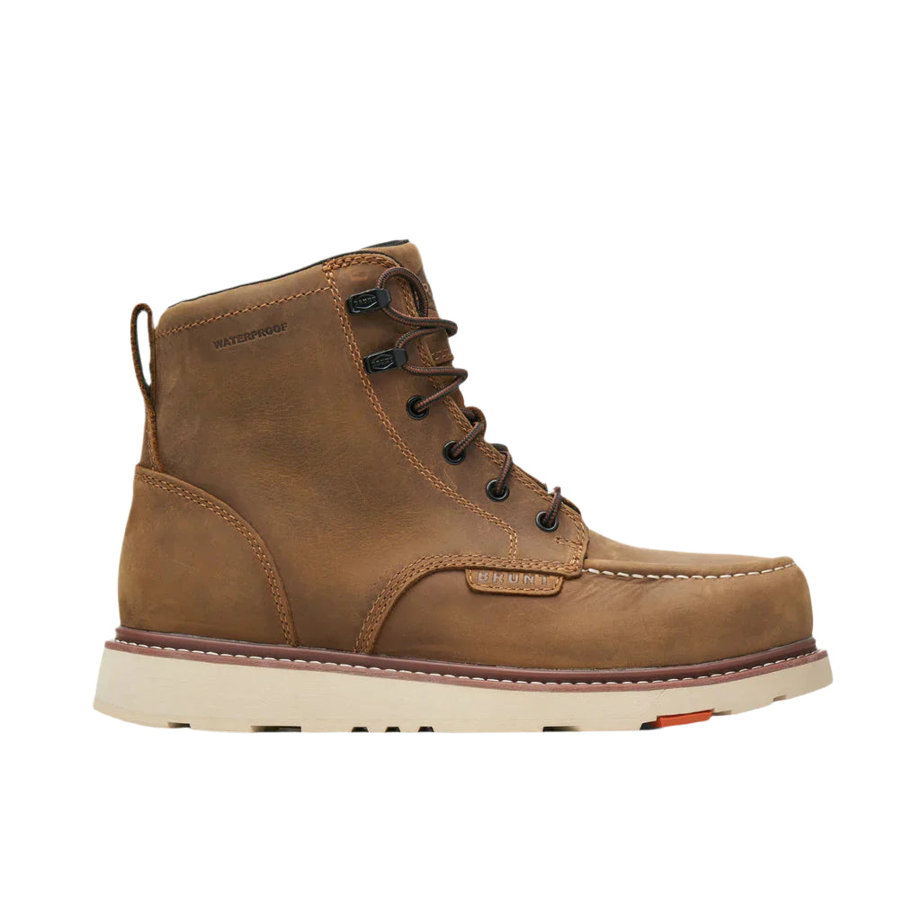 Marin 6 Inch Waterproof Soft Toe Work Boots for Men - Brown Leather Safety Shoes for Construction, Hiking & Outdoor Work