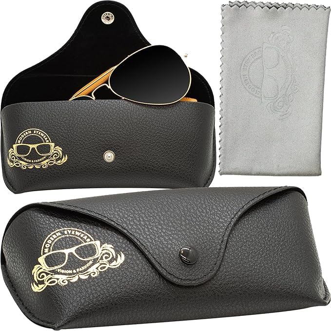 Leather Glasses Case Slim Portable Sunglasses Holder for Men & Women - Perfect for Travel, Work & Daily Use