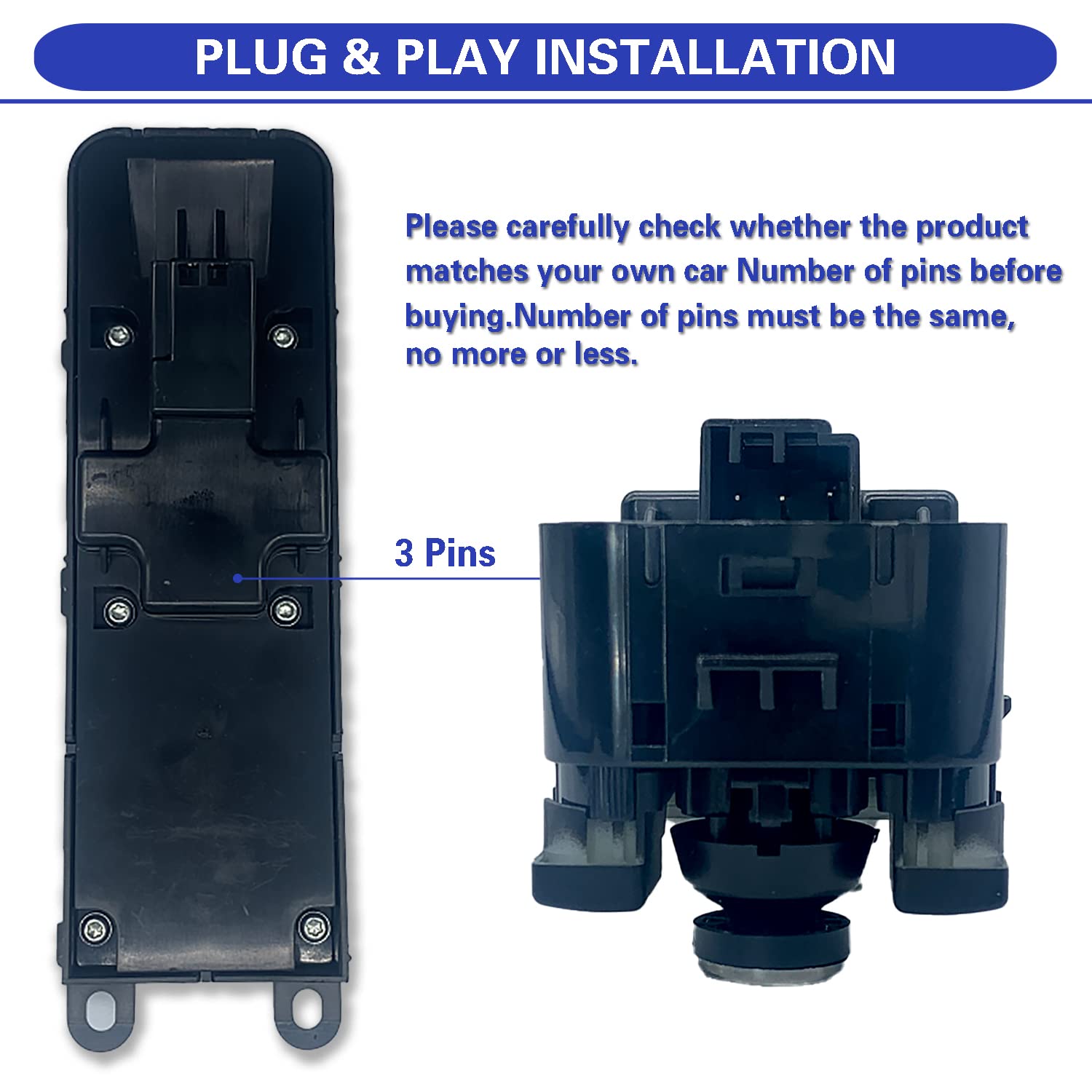 Power Window Switch Driver Side for 2013-2017 Land Rover Range Rover - Replaces LR078894, LR066075, LR034932 (3 Pins) - Easy Installation & Smooth Operation - Perfect for Car Window Repair & Maintenance