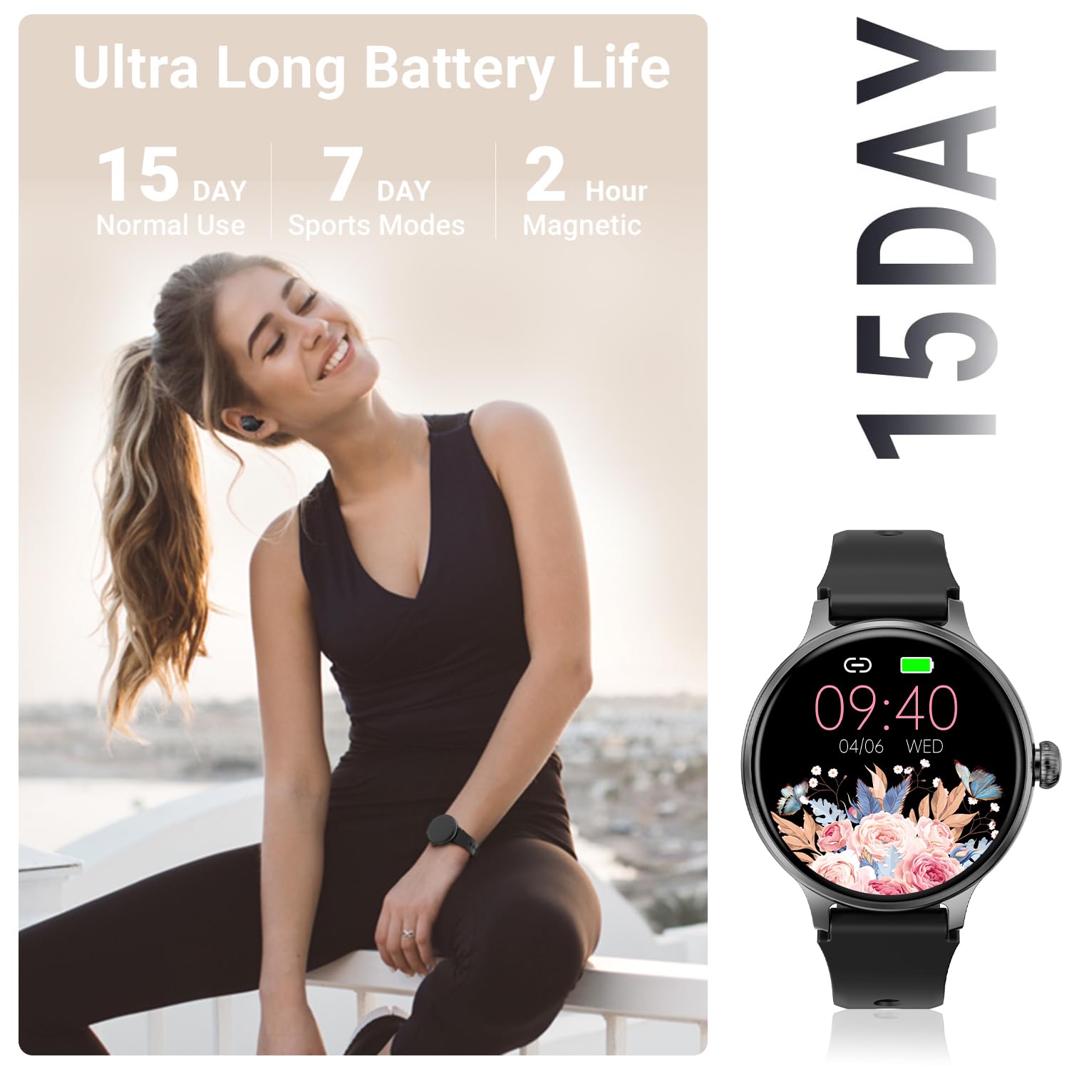 FITVII Smart Watch for Women - Bluetooth Fitness Tracker with Heart Rate Monitor, Step Counter, Sleep Tracking for Android & iOS - Perfect for Running, Workouts & Daily Activity Tracking