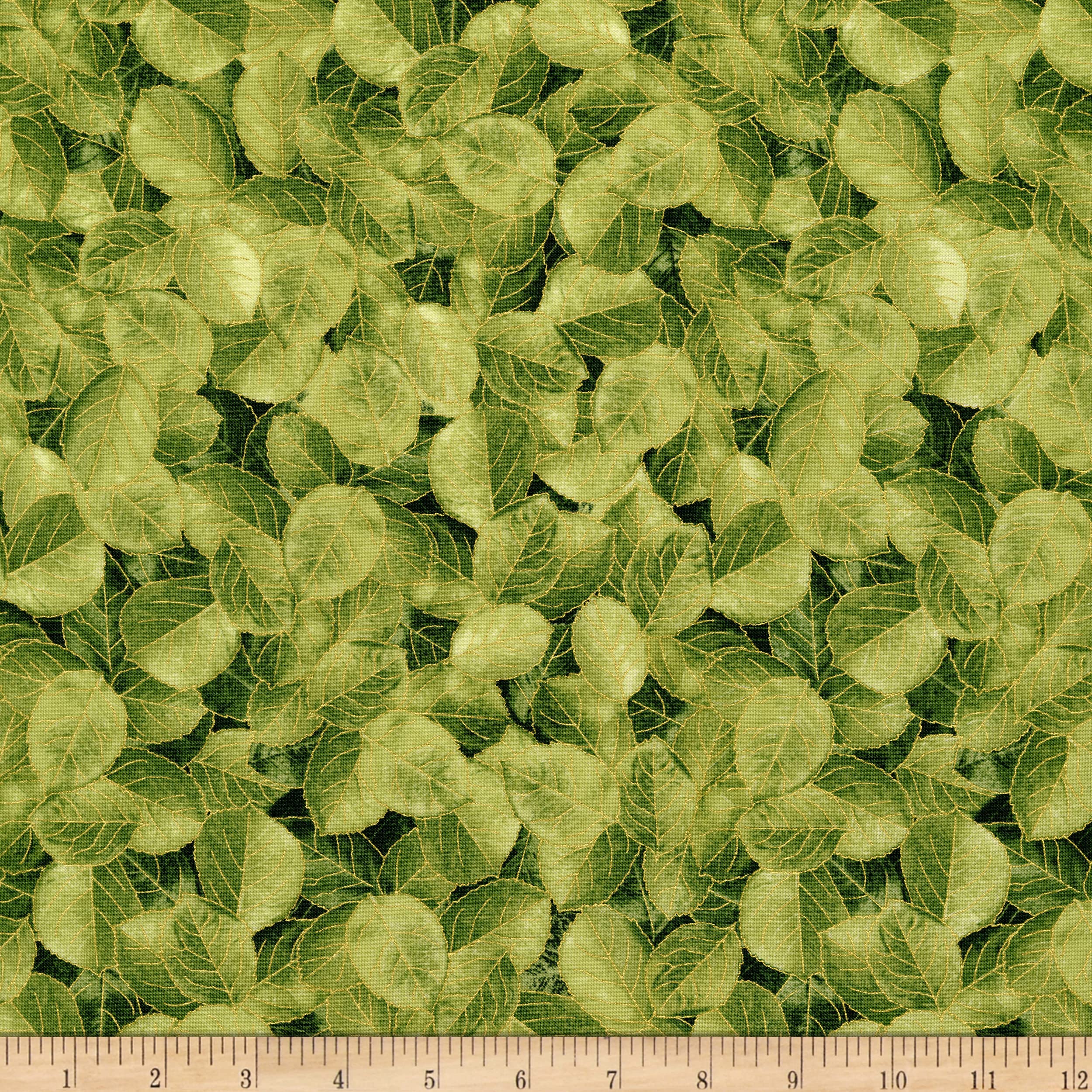 Timeless Treasures Metallic Gilded Rose with Green Leaves Fabric by The Yard - Premium Home Decor & Quilting Material for DIY Projects, Upholstery, and Fashion Accessories