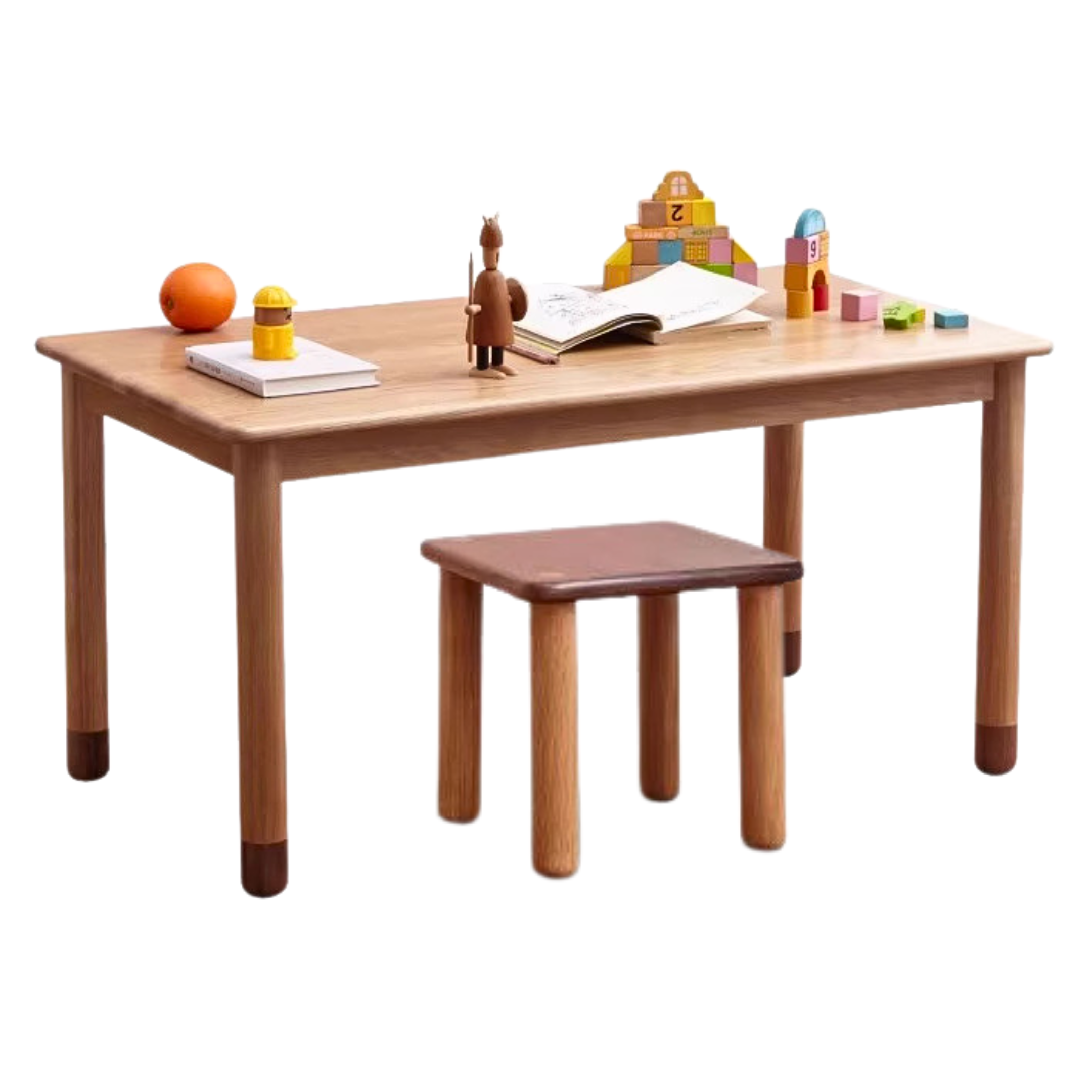 47.7x21.6x19.6 inch/ 120x55x50 cm / Natural wood color/  children's handmade table +children's square stool 2 pcs