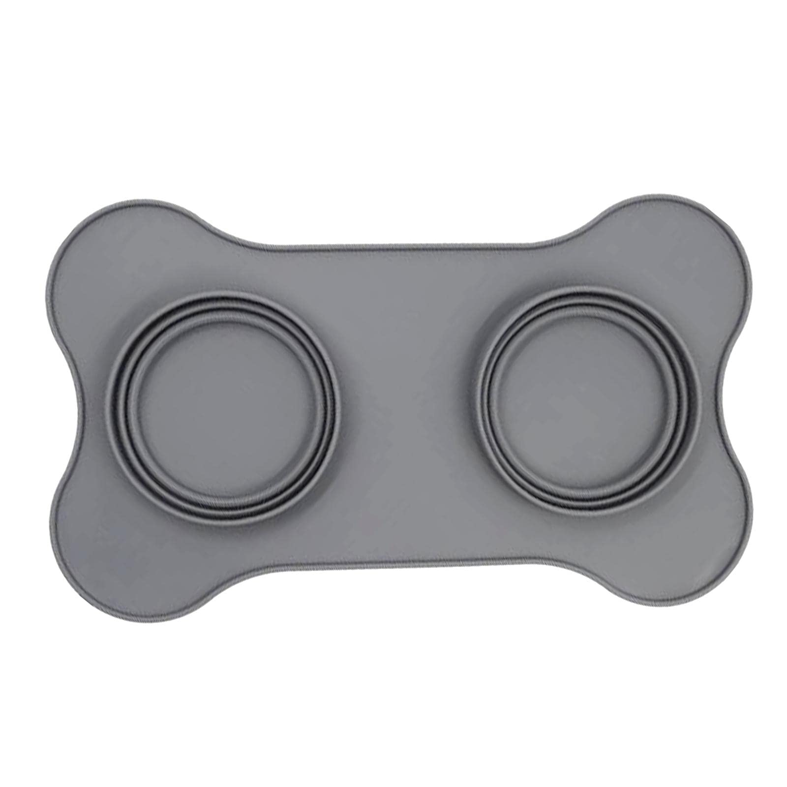 UJEAVETTE® Collapsible Travel Dog Bowl - Portable Silicone Pet Food & Water Feeder with Non-Slip Mat - Lightweight for Hiking, Camping & Outdoor Adventures (Gray)