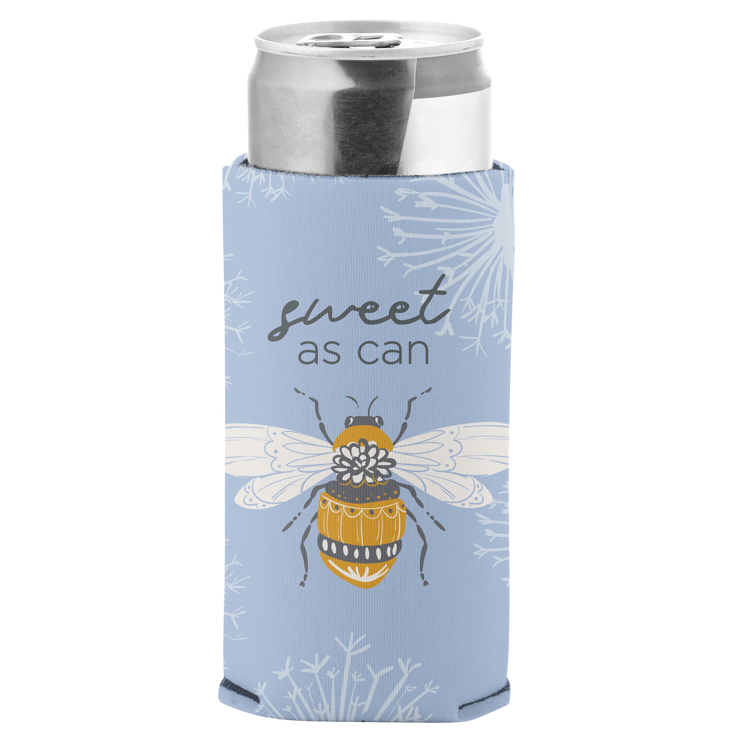 Karma Slim Can Cooler - Insulated Beer & Soda Can Holder - One Size Fits All - Bee Design - Perfect for Picnics, BBQs, and Outdoor Parties