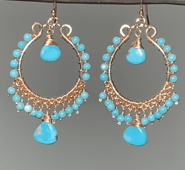 Turquoise Gemstone Rose Gold Hoop Earrings | Kingman Mine | Natural Stone Jewelry for Women | Perfect for Boho, Western & Everyday Wear