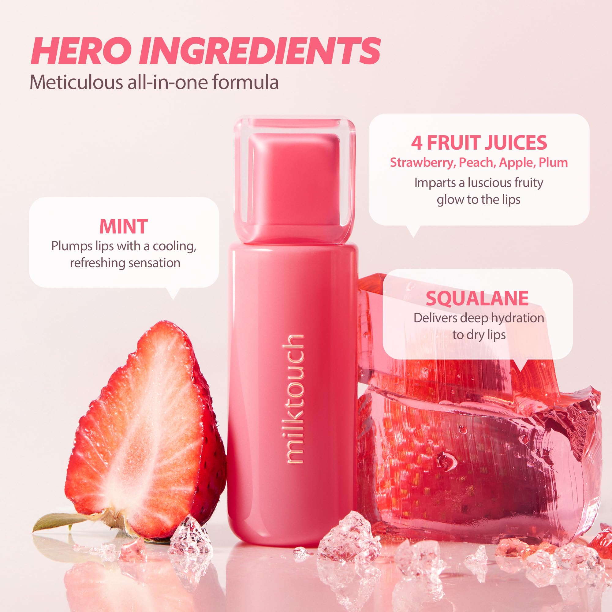 MILKTOUCH Jelly Fit Glow Lip Tint - Hydrating Lip Gloss with Long-Lasting Moisture & Vibrant Color Stain | Lightweight Non-Sticky Formula | Radiant Shine Korean Lip Tint (09 Pine Mauve, 4ml) | Perfect for Daily Wear, Date Night & Makeup Looks