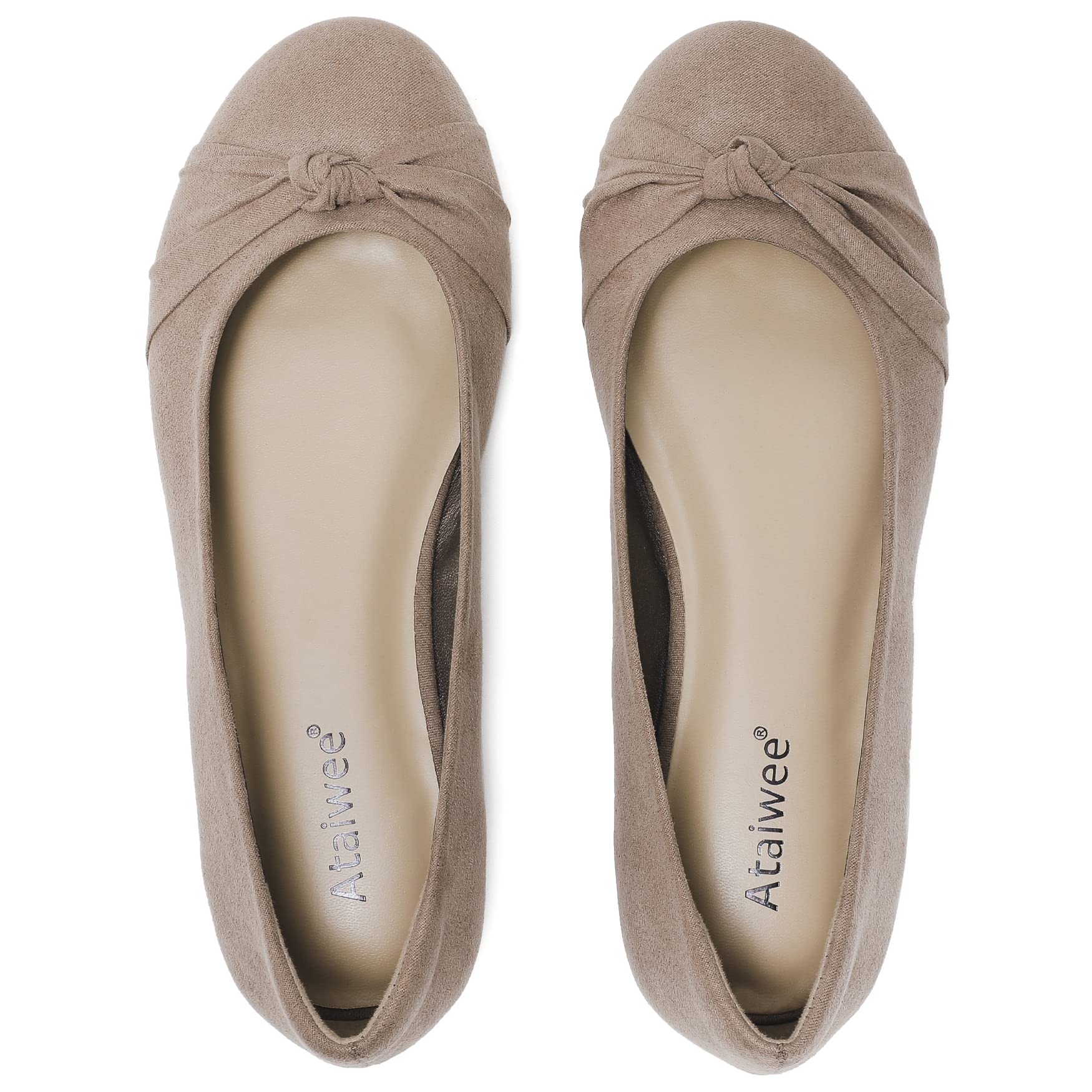 Ataiwee Women's Wide Width Ballet Flats - Round Toe Classic Black Comfortable Slip-On Shoes for Work, Travel & Casual Wear