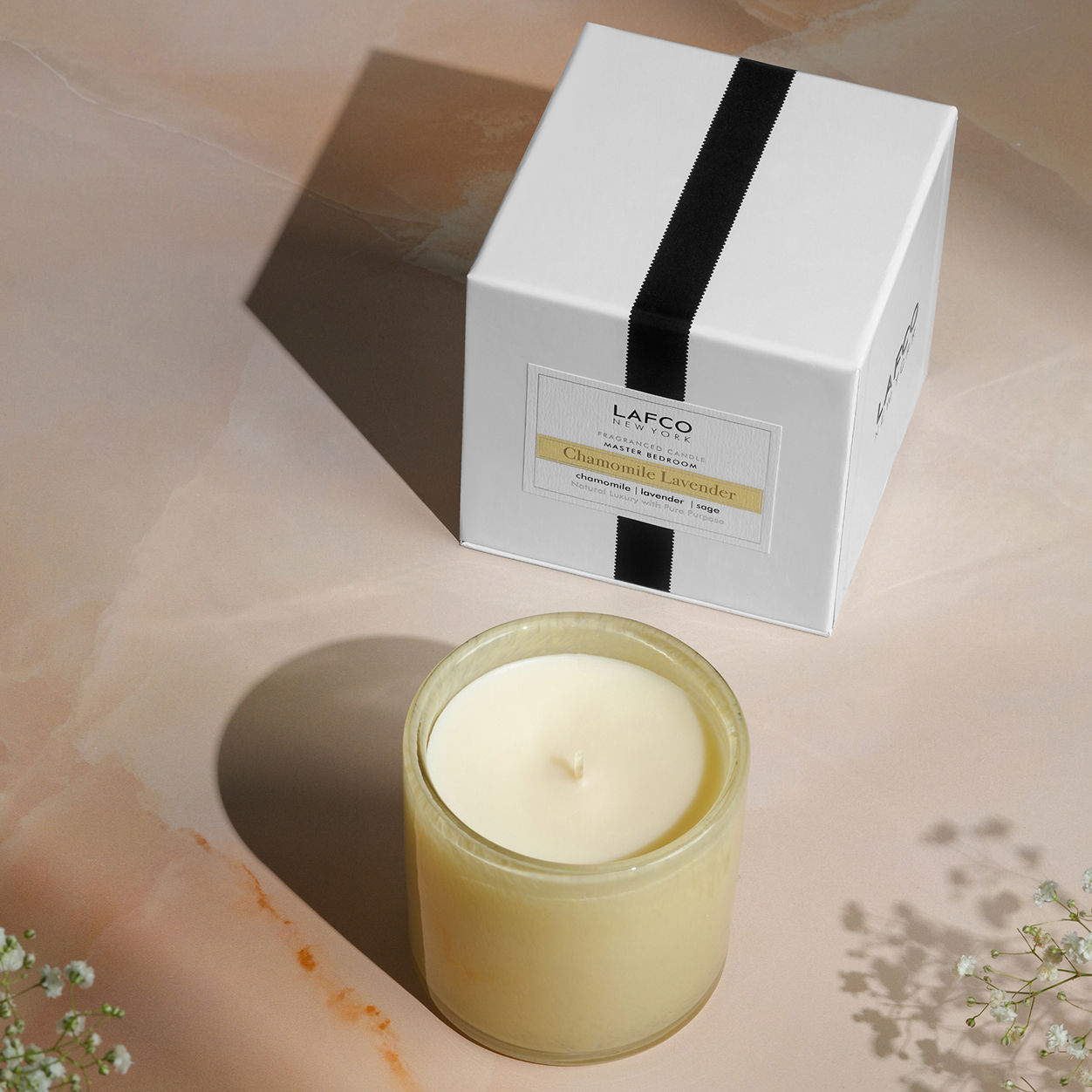 Premium Chamomile Lavender Scented Candle - Natural Soy Wax, Long-Lasting Aromatherapy for Relaxation & Stress Relief - Perfect for Bedroom, Bathroom & Meditation Spaces