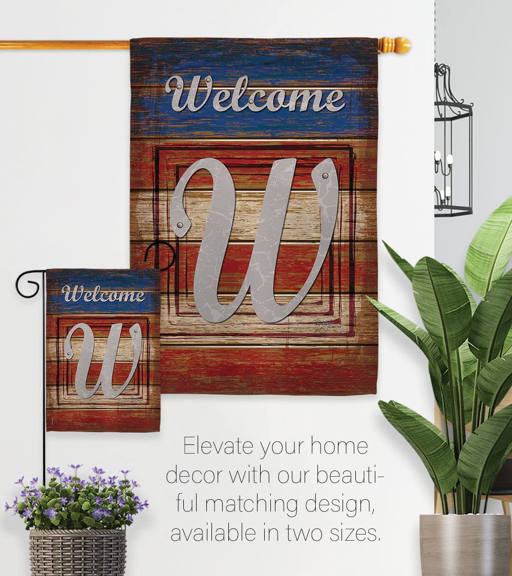 Breeze Decor Patriotic W Initial Garden Flag 13x18.5in - Perfect for Outdoor Yard Decor