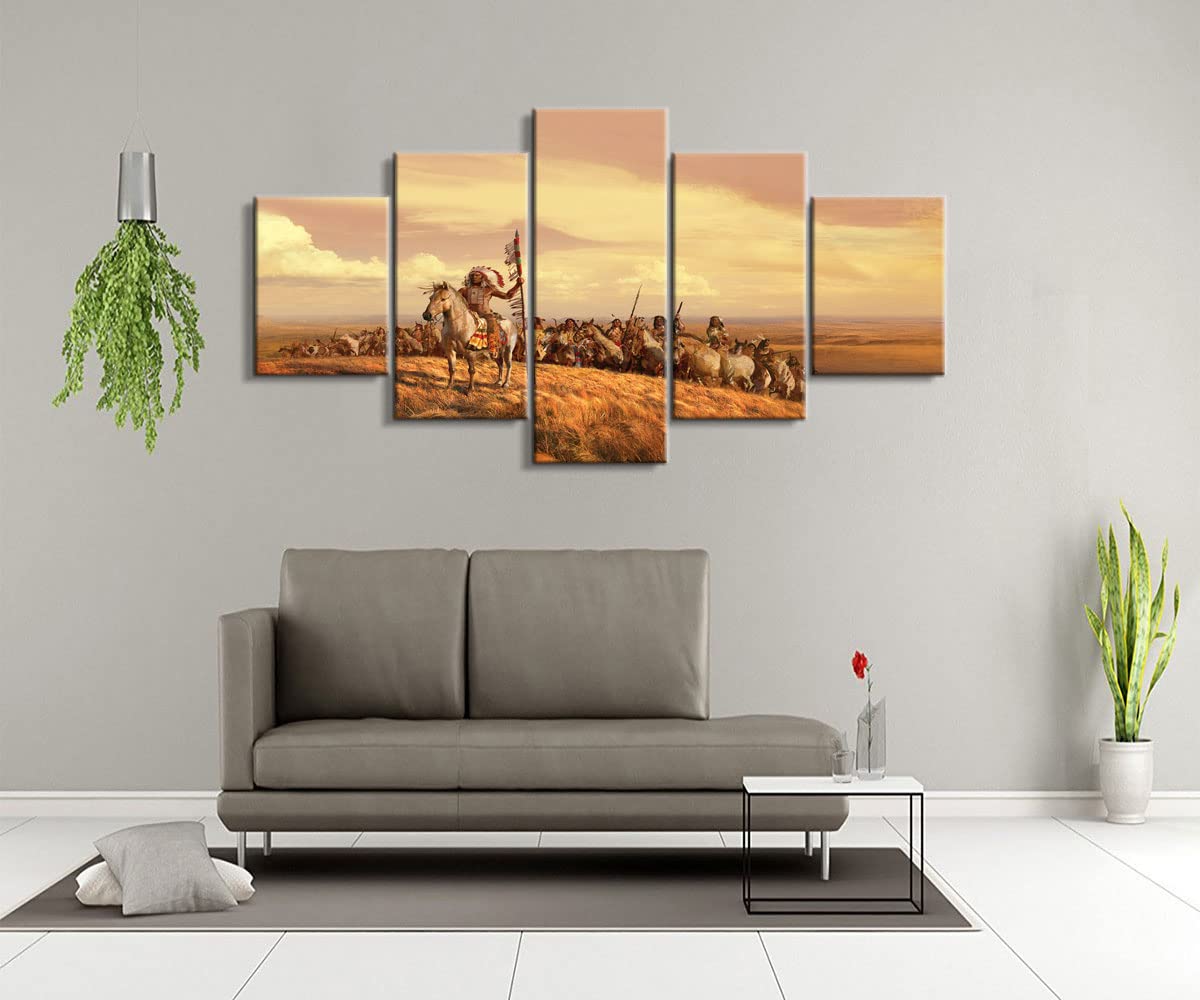 5 Pieces Native American Wall Art Decor - Indian Chiefs Wall Decor, Tribal Poster Set for Living Room, Bedroom & Office - 70