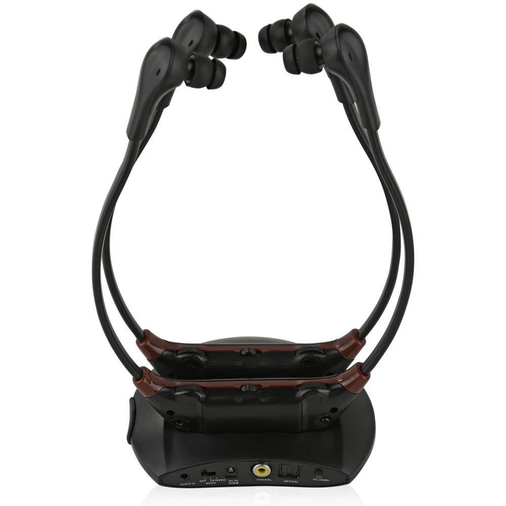 Pyle Upgraded Dual Wireless TV Amplifier with 2 Headsets - 2.4G Wireless TV Listening System for Hearing Assistance & Enhanced Audio - Perfect for Late-Night Viewing, Private Listening & Home Theater Setup