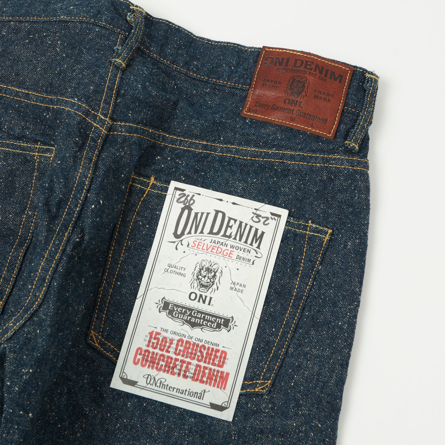 ONI 266 CCD Crushed Concrete Denim 15oz Regular Straight Jeans for Men - One Wash Vintage Style Denim Pants for Casual Wear & Street Fashion