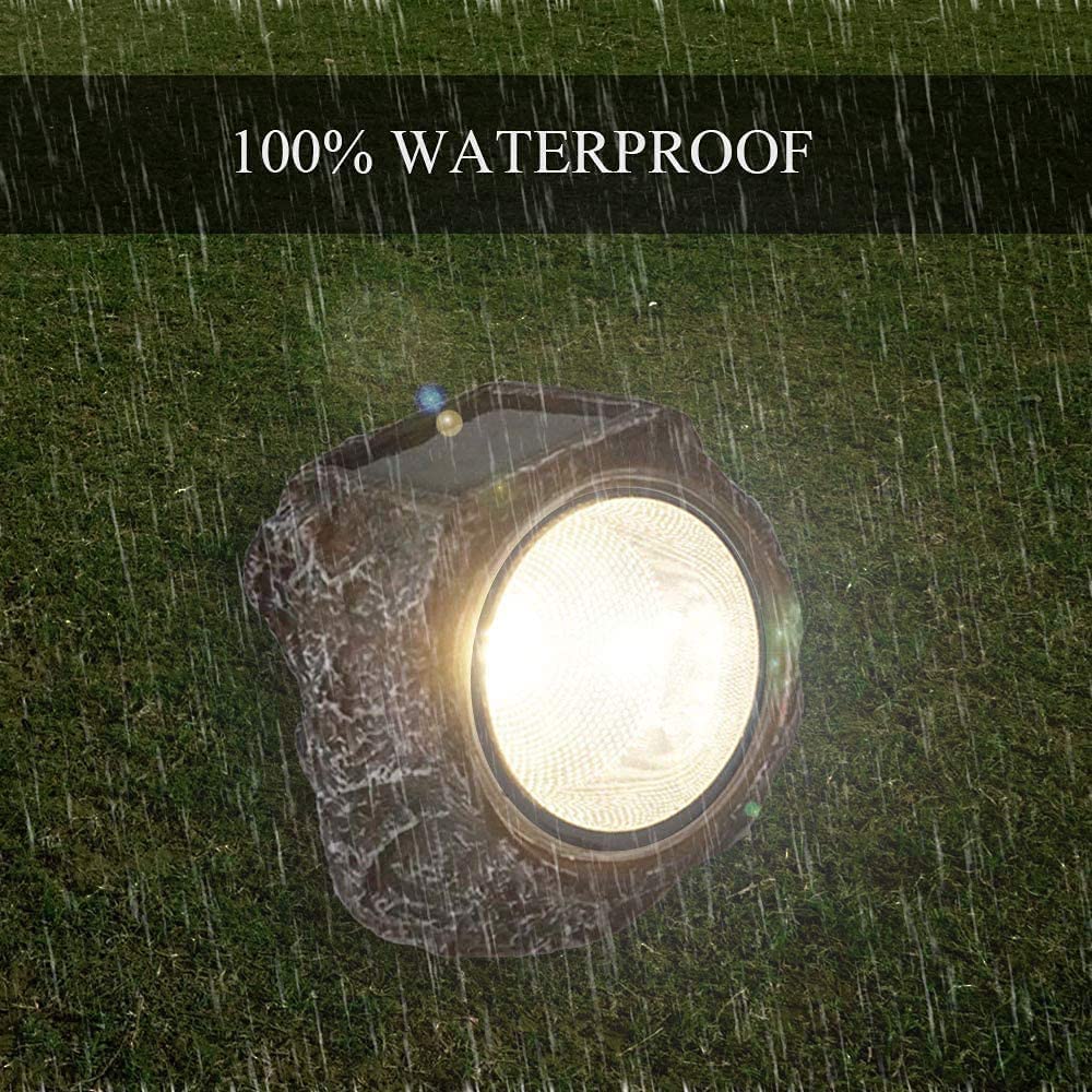 4 Pack Solar Garden Rock Lights - 10 LED Waterproof Outdoor Pathway Lights for Walkway, Patio & Yard Decor | Weatherproof Solar Spot Lighting for Landscape, Driveway & Backyard (Warm White)