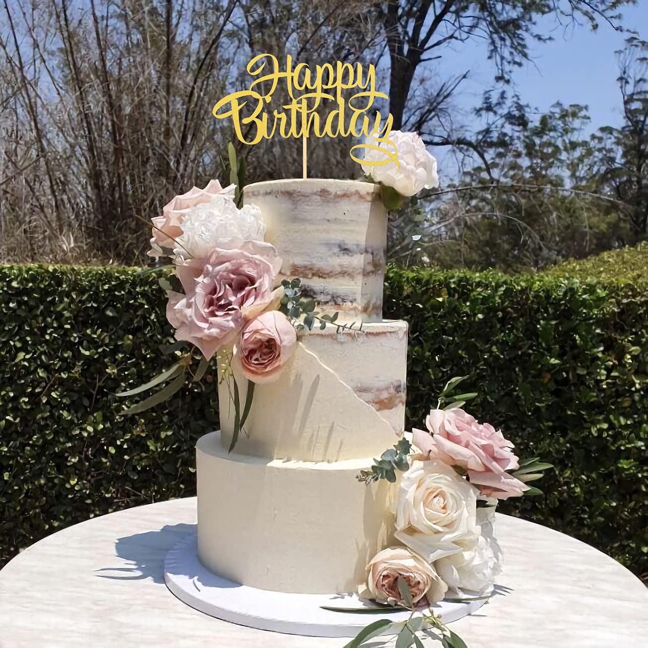 Gold Happy Birthday Cake Topper - Glitter Cake Decoration for Birthday Parties, Photo Booth Props & Cake Smash Supplies | Perfect for Weddings, Baby Showers & Celebrations