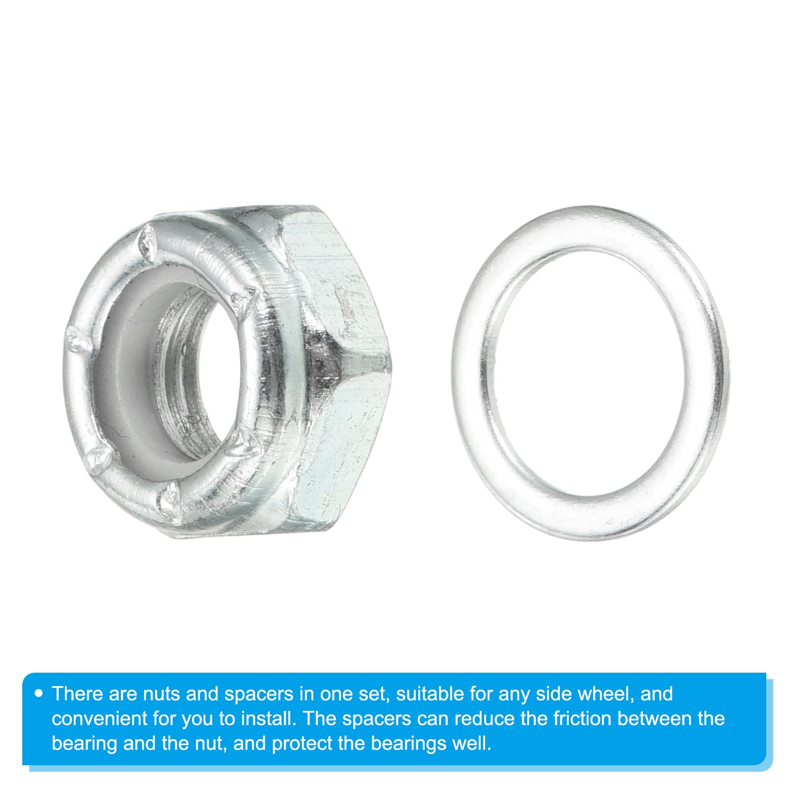 PATIKIL Skateboard Lock Nuts Set - 8PCS Skateboard Truck Axle Washers & Spacer Hardware Repair Kit for Longboard, Cruiser, Street Skateboards - Durable Replacement Parts for Skateboard Maintenance & Upgrades
