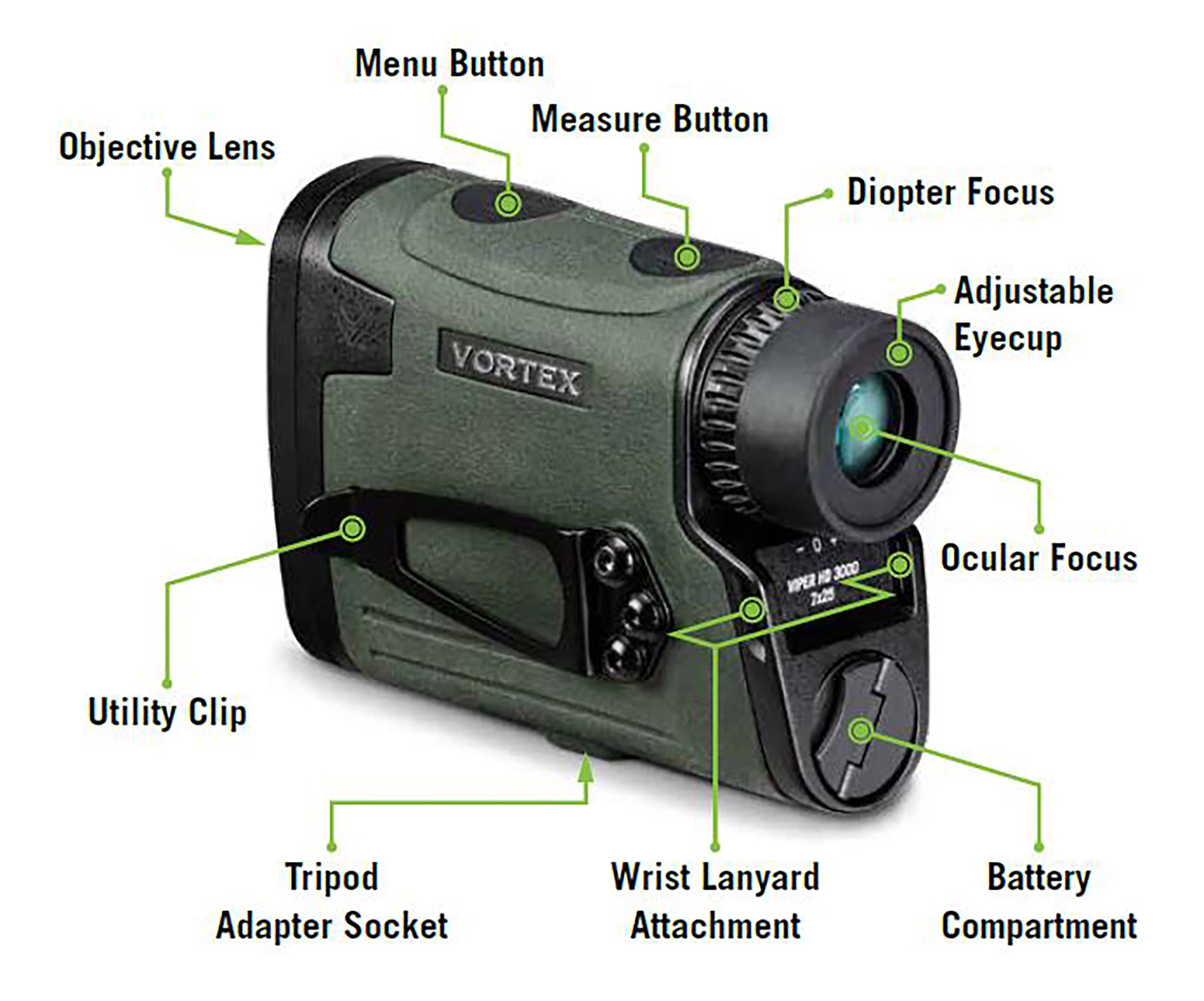 Vortex Optics Viper HD 3000 Laser Rangefinder - High Precision Hunting & Golf Distance Finder for Outdoor Sports and Shooting