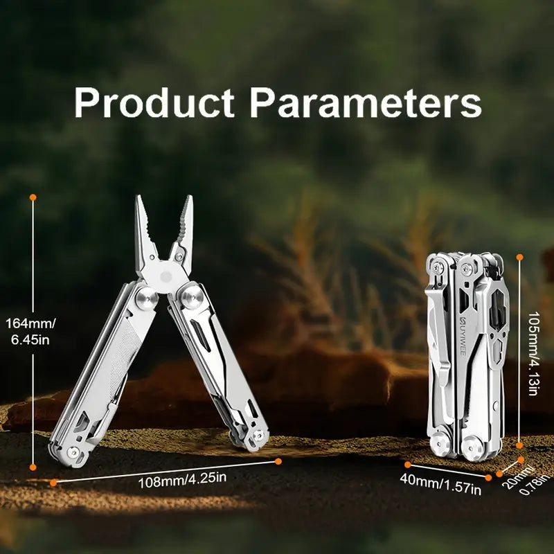 19-in-1 Stainless Steel 440A Multitool - Foldable Pocket Pliers for Camping, Hiking, Survival & Everyday Carry (EDC)