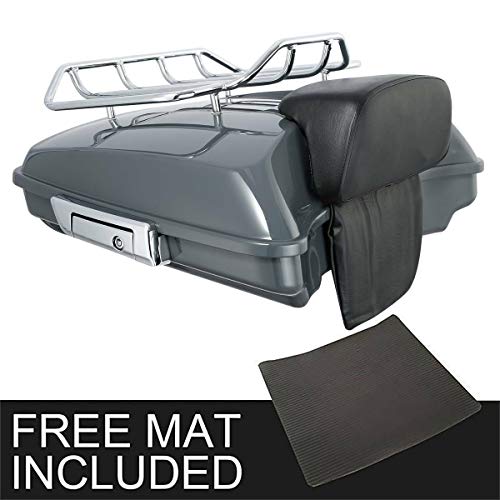 Gunship Gray Tour Pack & Razor Backrest & Chrome Luggage Rack
