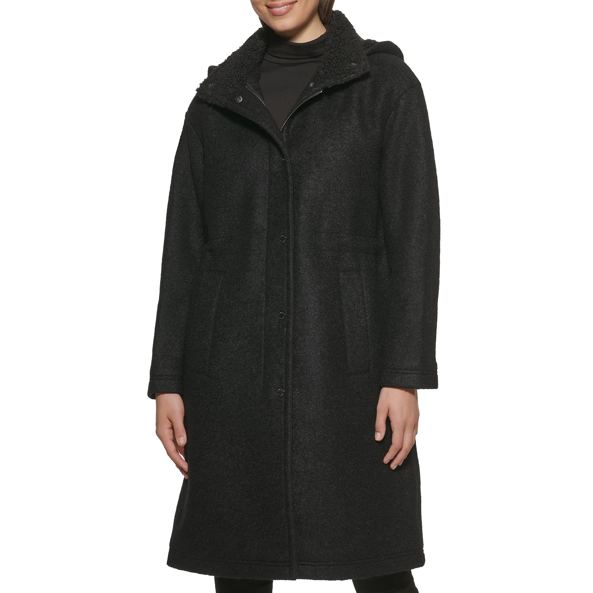Kenneth Cole Women's Long Hooded Wool Coat - Warm Winter Maxi Jacket for Cold Weather, Outdoor Activities & Fashion Layering