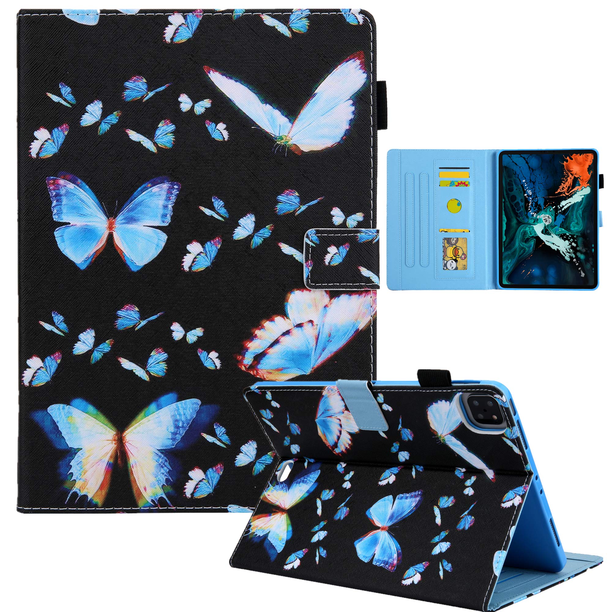 Premium Smart Cover for iPad Air 5th/4th Gen 10.9-inch (2022/2020) & iPad Pro 11 (2021/2020/2018) - Auto Sleep/Wake, Pencil Holder, Folio Stand - Blue Butterfly Design - Perfect for Work, Study & Travel