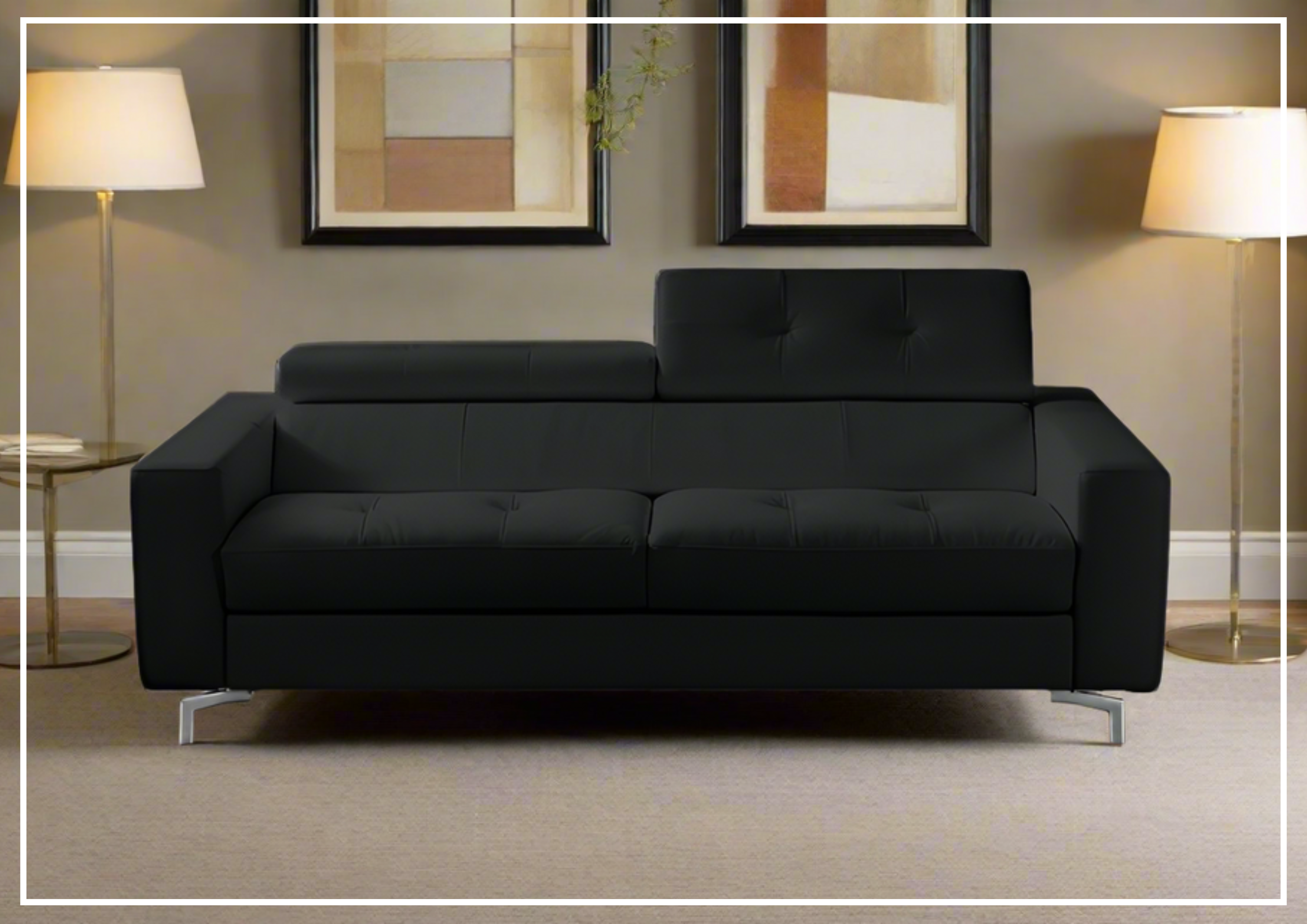 Kathy Ireland Tevere Top Grain Leather Queen Sleeper Sofa - Convertible Sofa Bed with Premium Leather Upholstery for Living Room, Guest Room & Small Spaces