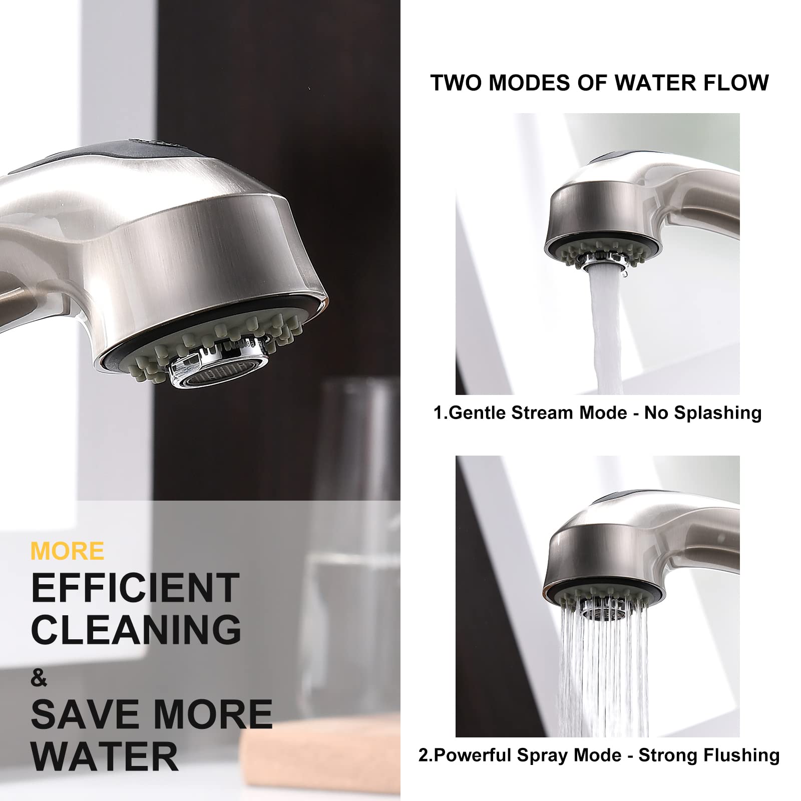 High-Quality Brushed Nickel Pull-Out Sprayer Kitchen Faucet - Single Handle 1-Hole Commercial RV Sink Faucet with 2 Spray Modes & 150° Rotation - Lead-Free Solid Brass Construction - Perfect for Modern Kitchens, Restaurants, and RV Living Spaces