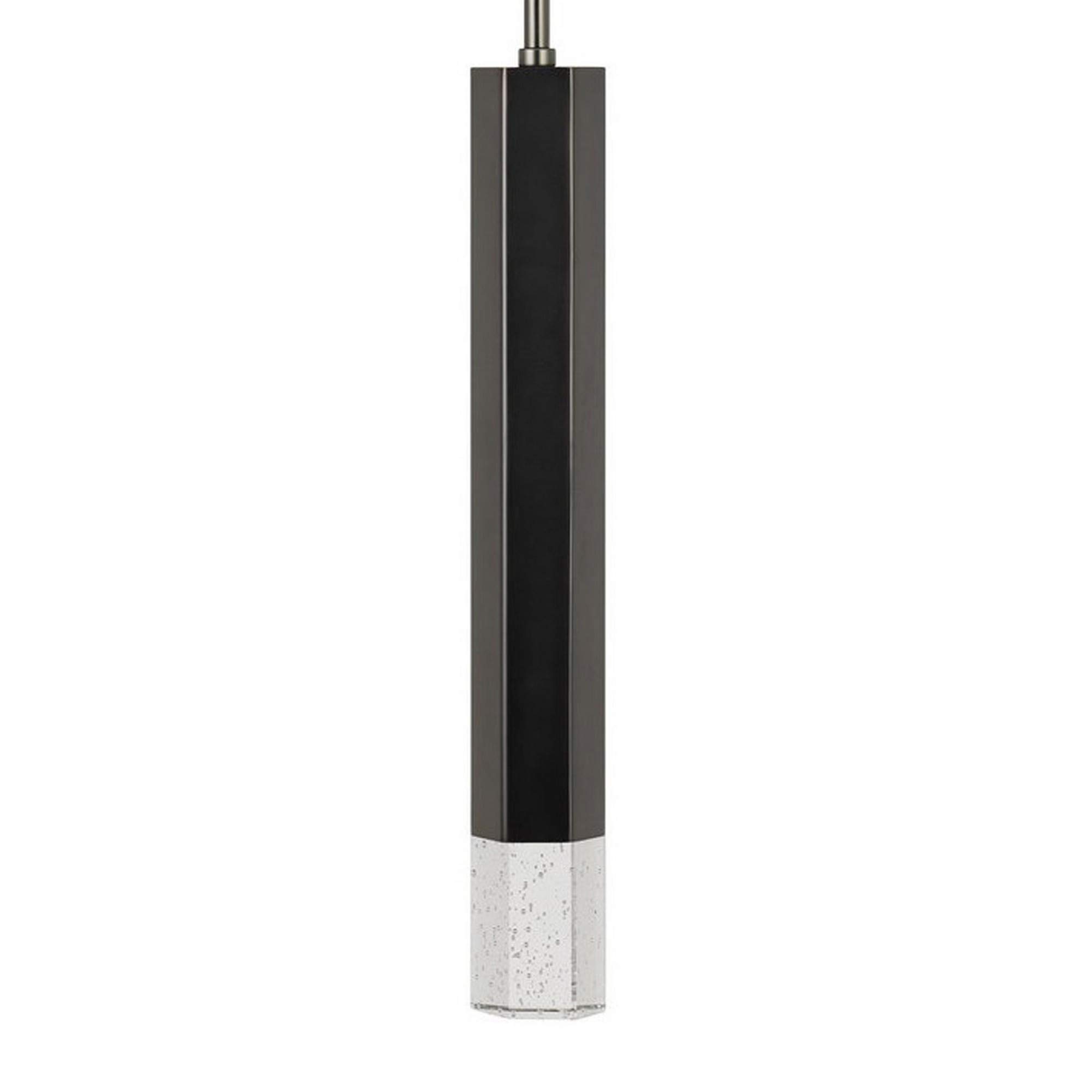Benjara Black Hexagonal Metal Frame Single LED Pendant Light with Glass Diffuser - Modern Industrial Lighting for Kitchen Island, Dining Room & Bar Counter