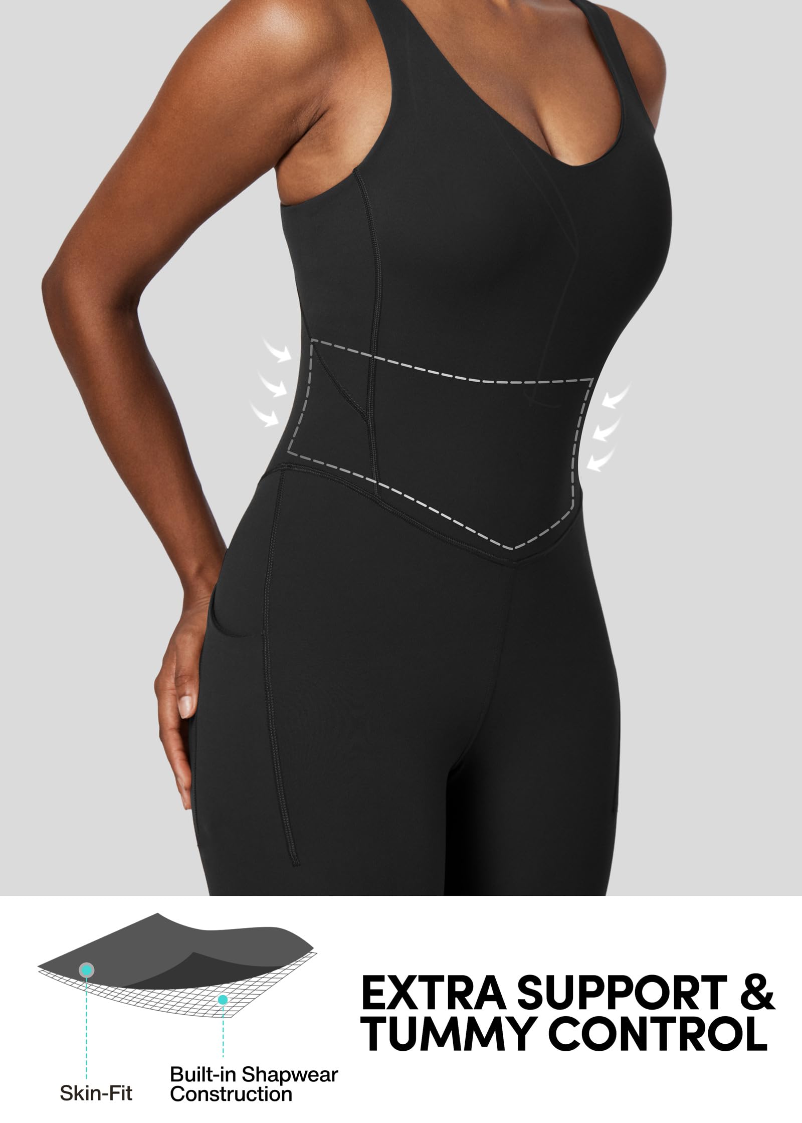 IUGA One Piece Jumpsuits for Women - Tummy Control Athletic Romper with Built-in Bras | Workout, Yoga & Running Outfit | Comfortable Bodycon Jumpsuit for Gym & Casual Wear