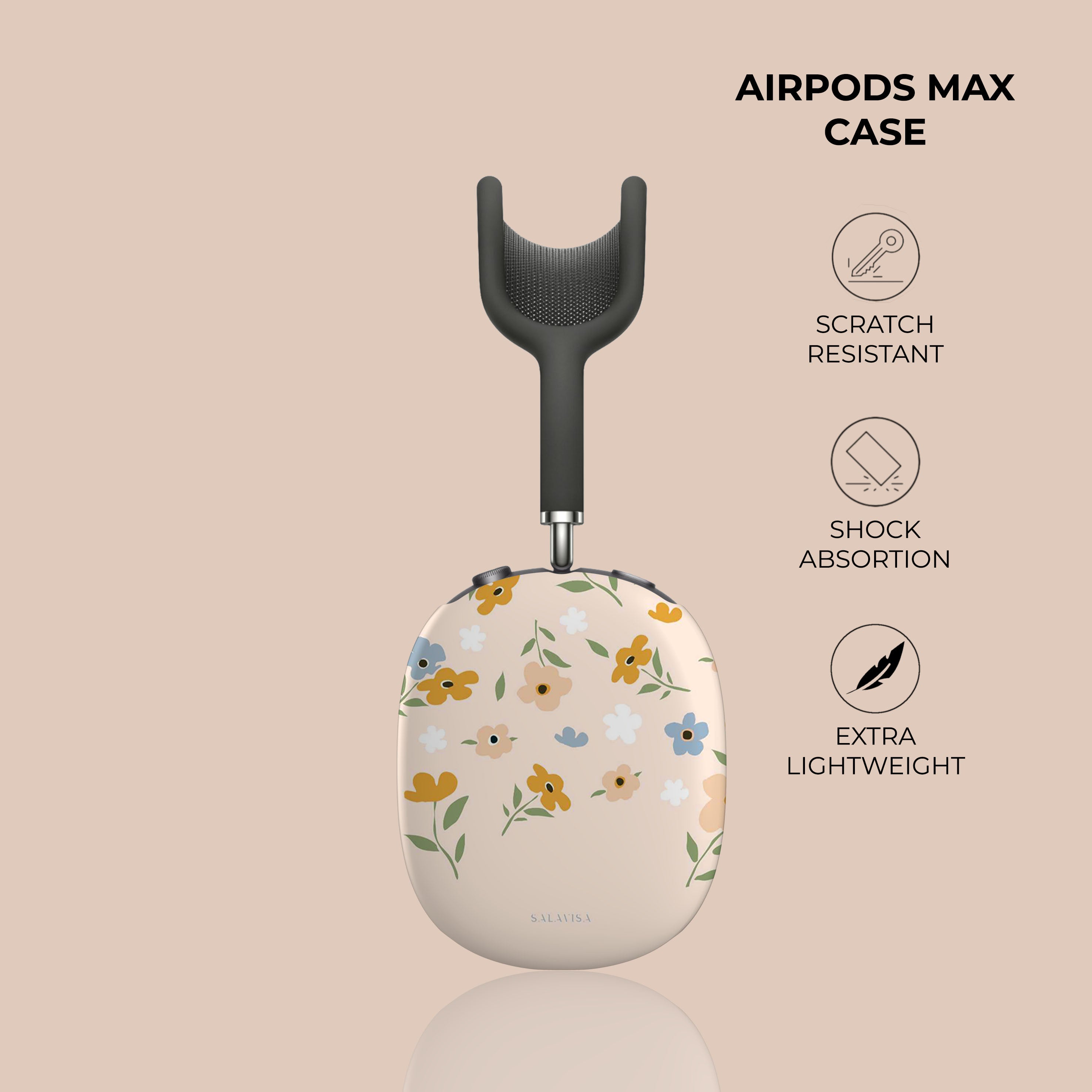 Pink Floral AirPods Max Protective Case - Soft Cushioned Cover for Apple AirPods Max Headphones - Perfect for Travel, Workouts & Daily Commute