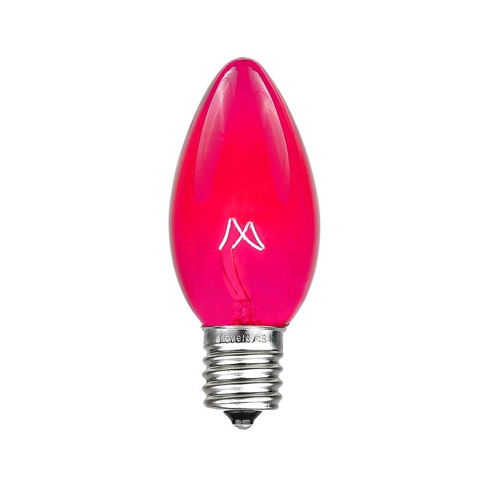 25 Pack Pink C9/E17 Intermediate Base Christmas Replacement Bulbs - 7 Watt Incandescent Lights for Indoor & Outdoor Holiday Decor, Christmas Tree, Displays, and More - Perfect for Festive Home, Yard, and Party Decorations