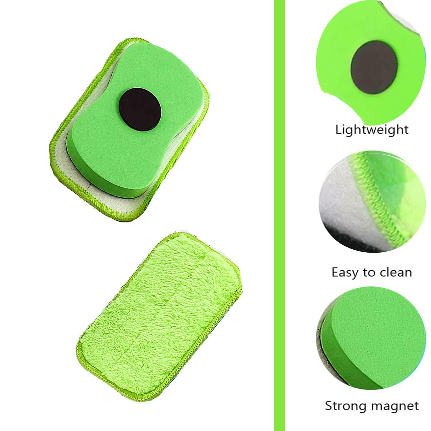 VISCAL Microfiber Dustless Chalk Eraser - Washable & Reusable Dry Erase Whiteboard Eraser for Markers - Magnetic Chalkboard Cleaner for Home, Classroom & Office (2 Pack) - Perfect for Teachers, Students & Professionals