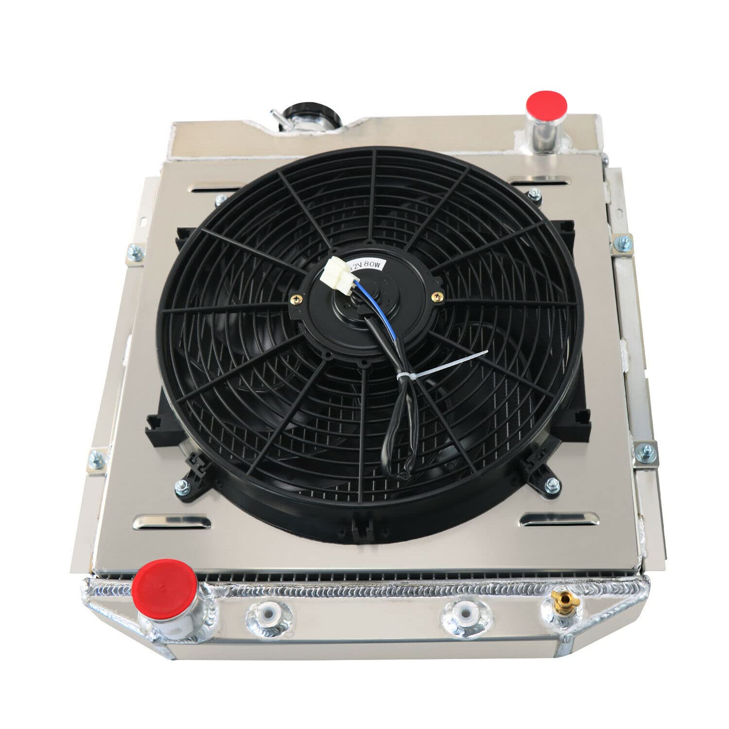 ALLOYWORKS 4-Row All Aluminum Radiator Fan Shroud Kit - Fits 1964-1966 Ford Mustang, 1960-1965 Falcon Ranchero & 1961-1965 Mercury Comet V8 - High-Performance Cooling Upgrade for Classic Car Restoration & Hot Rod Builds