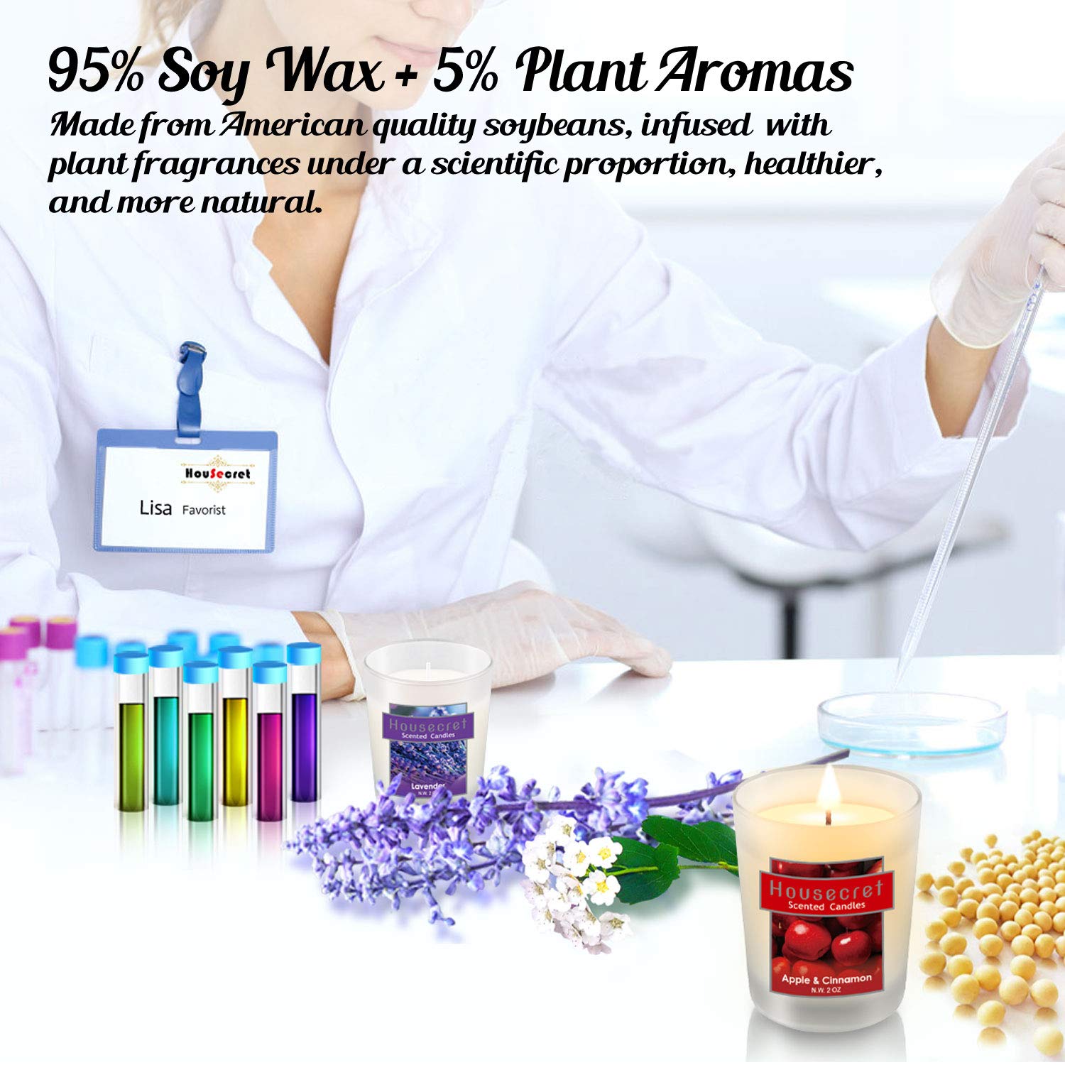 Housecret 12-Pack Strong Scented Soy Wax Candles Gift Set - 6 Aromatherapy Fragrances for Home Relaxation, Spa & Meditation | Glass Jar Candles for Women, Gifts & Romantic Ambiance