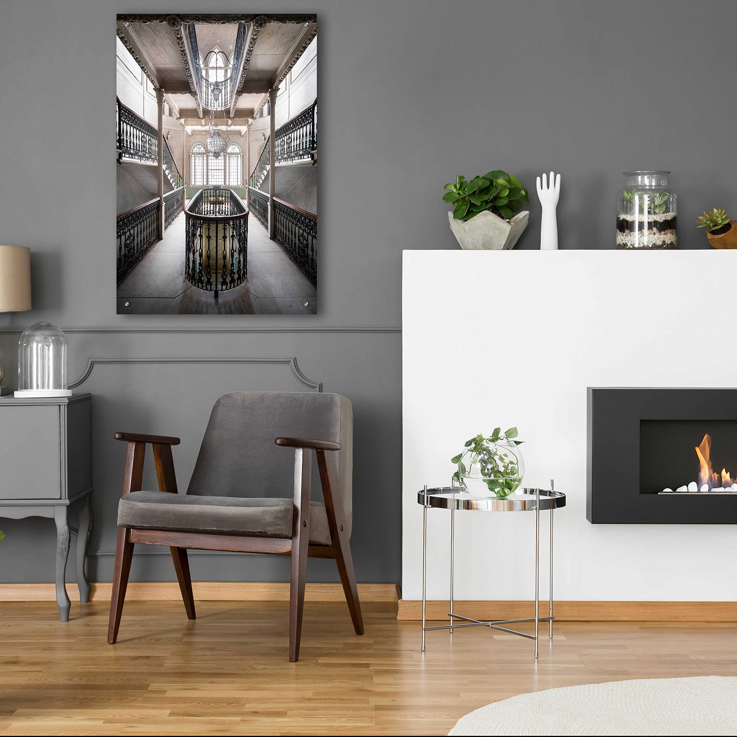 Roman Robroek 'Sursock Staircase' Acrylic Glass Wall Art Print - 24x36 Inches Modern Home Decor - Perfect for Living Room, Bedroom & Office Spaces