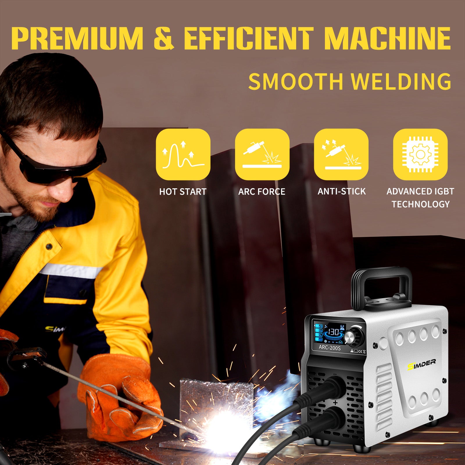SSimder ARC 200S Stick Welder - 200 Amp Lift TIG/Stick 2-in-1 Welding Machine for Home DIY, Metal Fabrication & Auto Repair | Portable & Lightweight