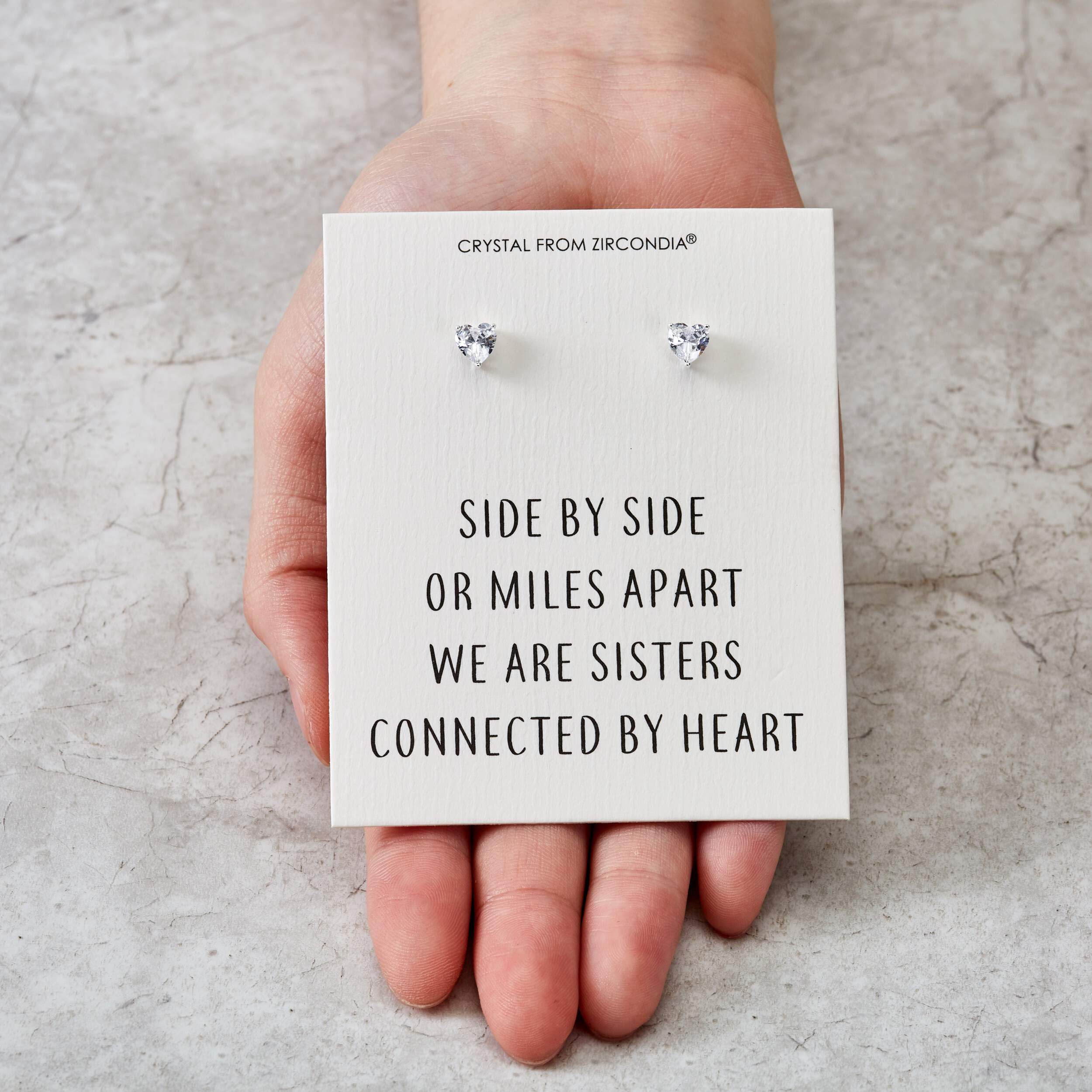 Philip Jones Sister Heart Earrings - Zirconia Crystal Jewelry Gift for Sisters