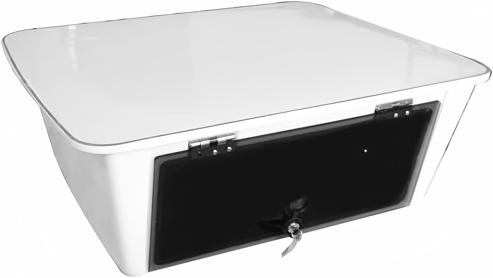 Premium Marine Electronics E-Box for Fishing Boats - Dolphin T-Tops Overhead Console with Locking Smoked Glass - Waterproof Stereo & Radio Storage (25