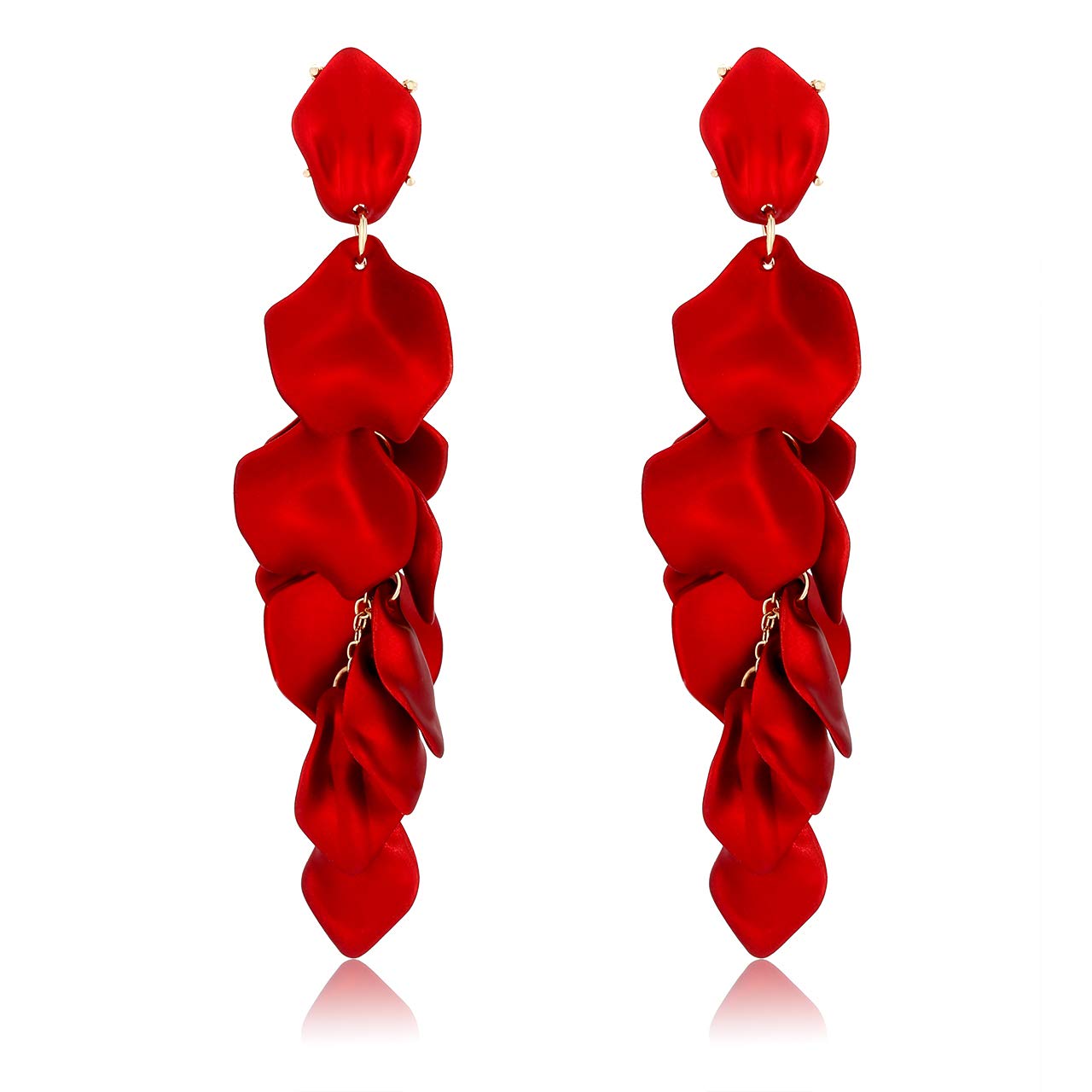 PHALIN Acrylic Rose Petal Dangle Earrings for Women - Exaggerated Tiered Long Resin Flower Statement Earrings | Floral Tassel Wedding Jewelry for Brides, Bridal Party & Anniversaries | Perfect for Formal Events, Date Nights & Special Occasions