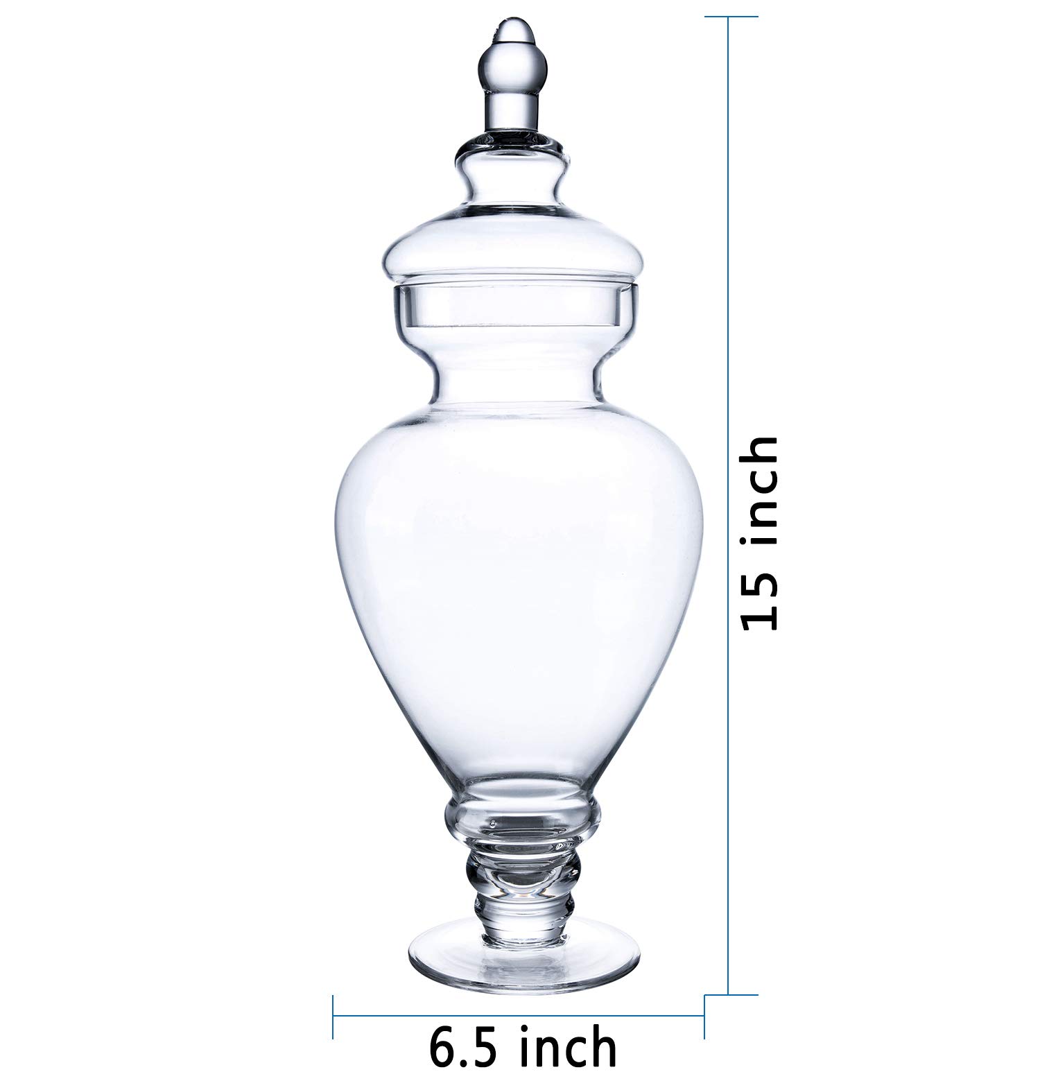 Premium Diamond Star Large Clear Glass Apothecary Jars - 15