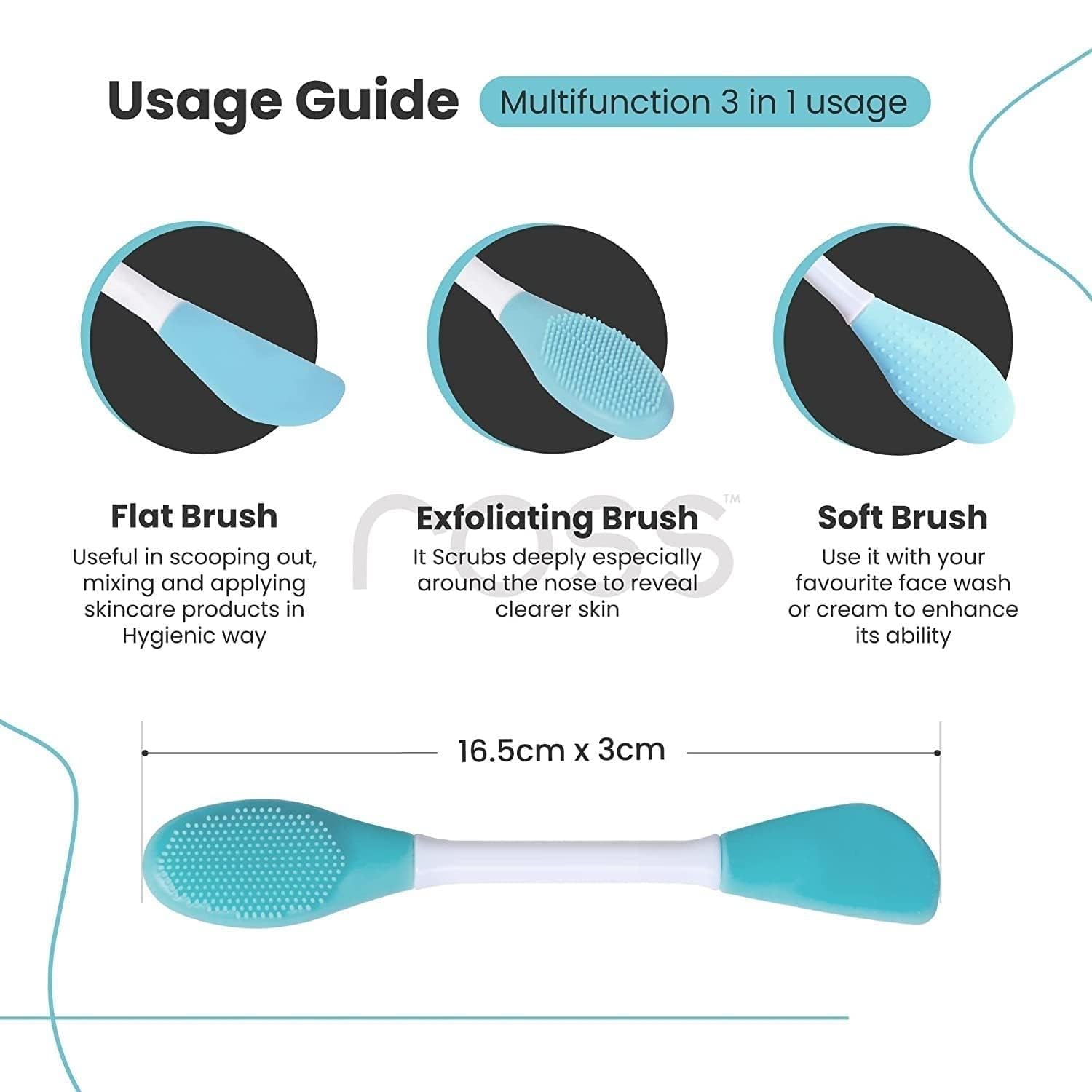 KitchenFest® 3-in-1 Silicone Facial Cleansing Brush - Gentle Exfoliating & Blackhead Removal Tool for Deep Pore Cleansing | Perfect for Daily Skincare Routine & Spa Facial Treatments (Medium, 2-Pack)