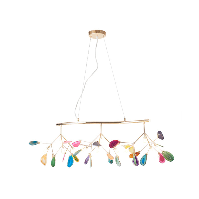 Agate Flake Chandelier - Elegant Natural Stone Crystal Ceiling Light Fixture for Dining Room, Living Room, Bedroom Decor | Modern Luxury Home Lighting